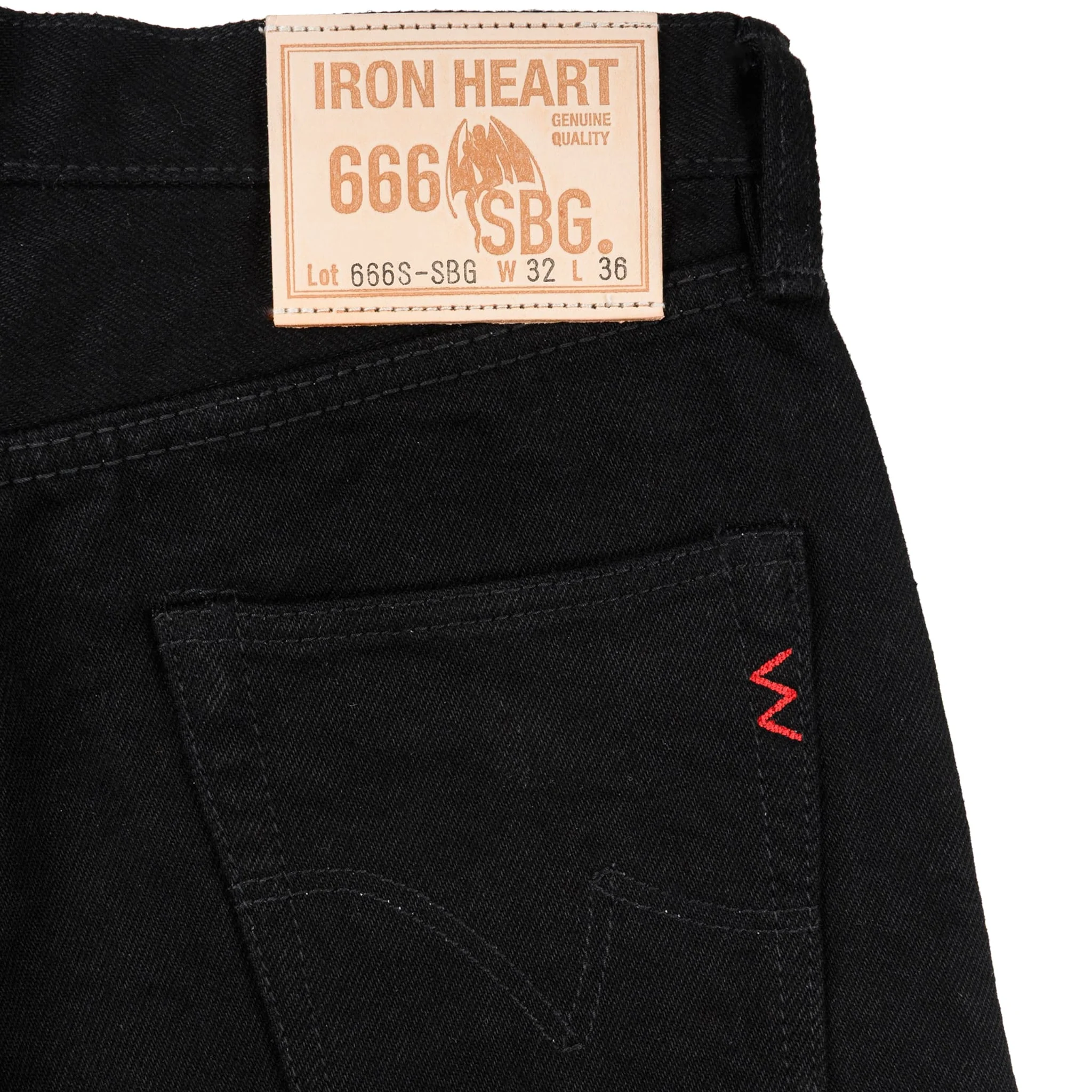 IH-666S-SBG 21oz Selvedge Denim Slim Straight Cut Jeans - Superblack (Fades To Grey) - Image 5