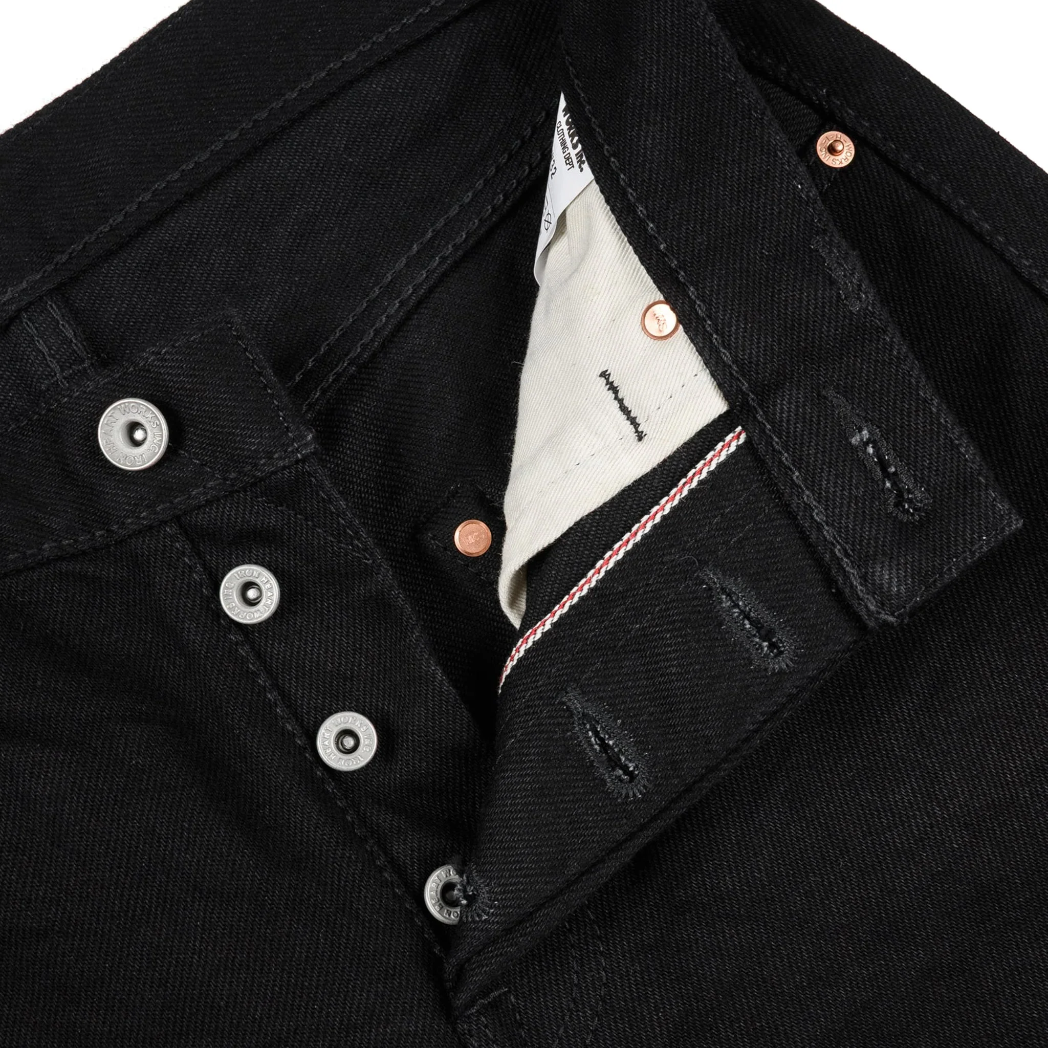 IH-666S-SBG 21oz Selvedge Denim Slim Straight Cut Jeans - Superblack (Fades To Grey) - Image 6
