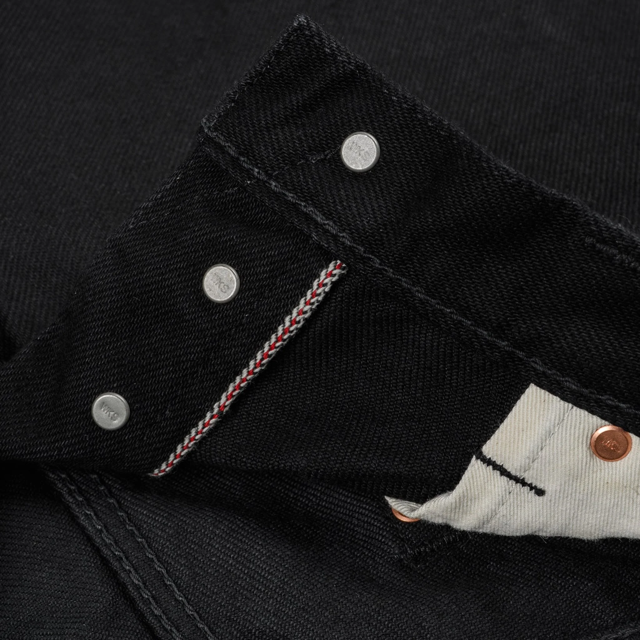IH-666S-SBG 21oz Selvedge Denim Slim Straight Cut Jeans - Superblack (Fades To Grey) - Image 7