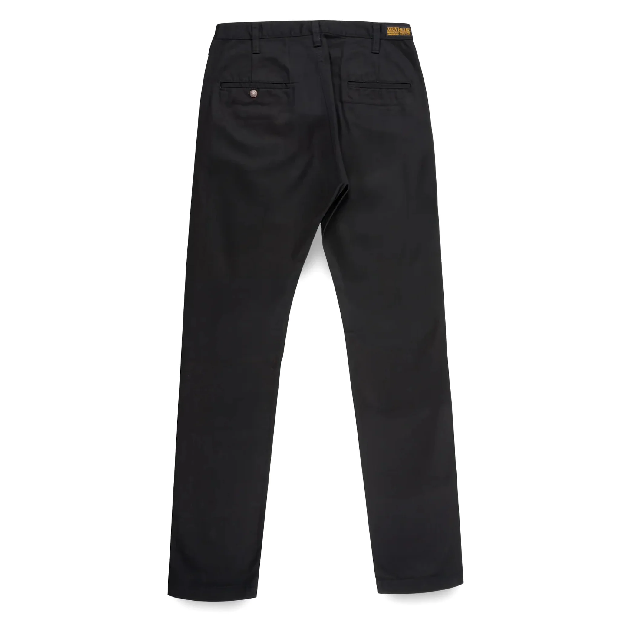 IH-727-BLK 9oz Mercerised Selvedge Cotton Medium/High Rise Tapered Chinos - Black - Image 3