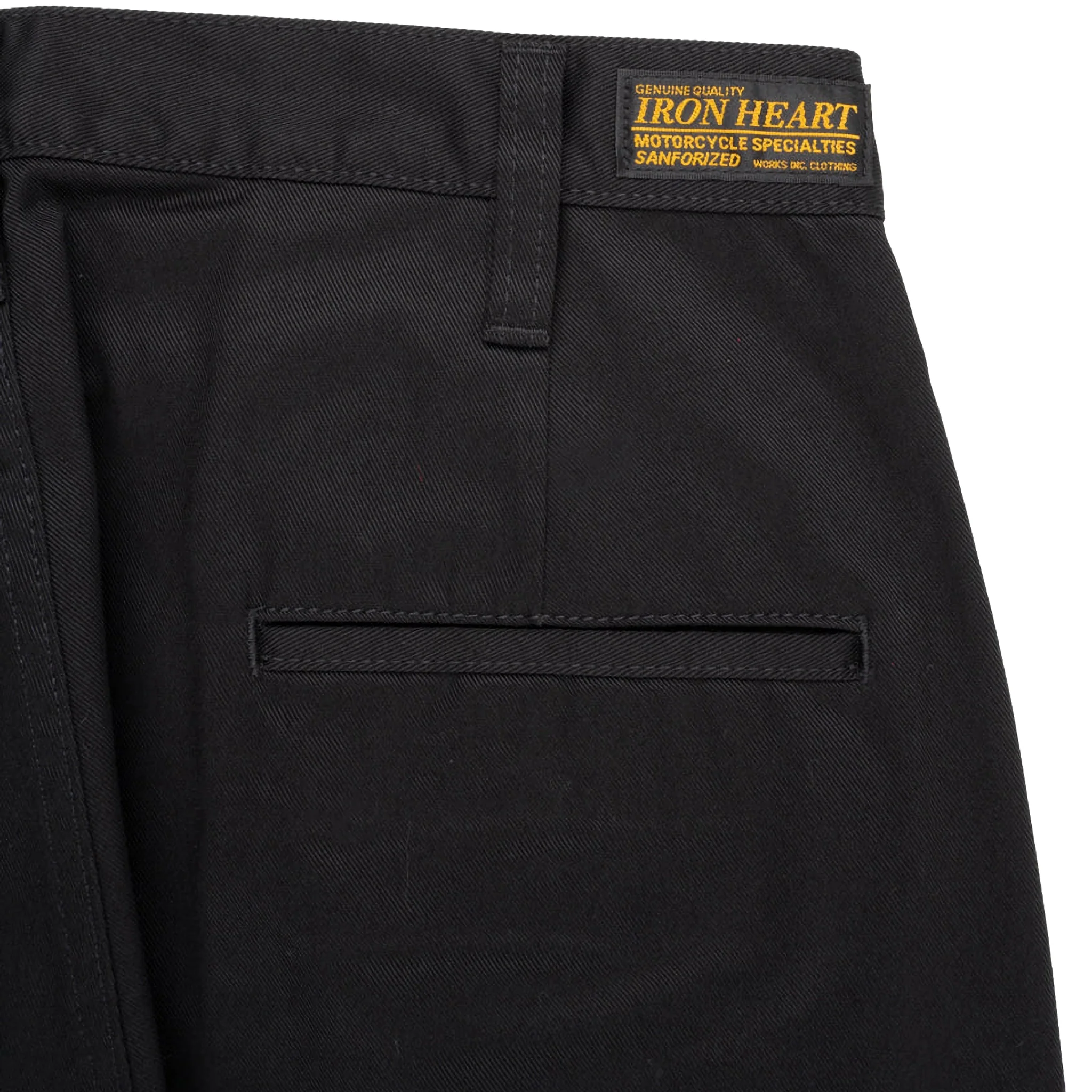 IH-727-BLK 9oz Mercerised Selvedge Cotton Medium/High Rise Tapered Chinos - Black - Image 4