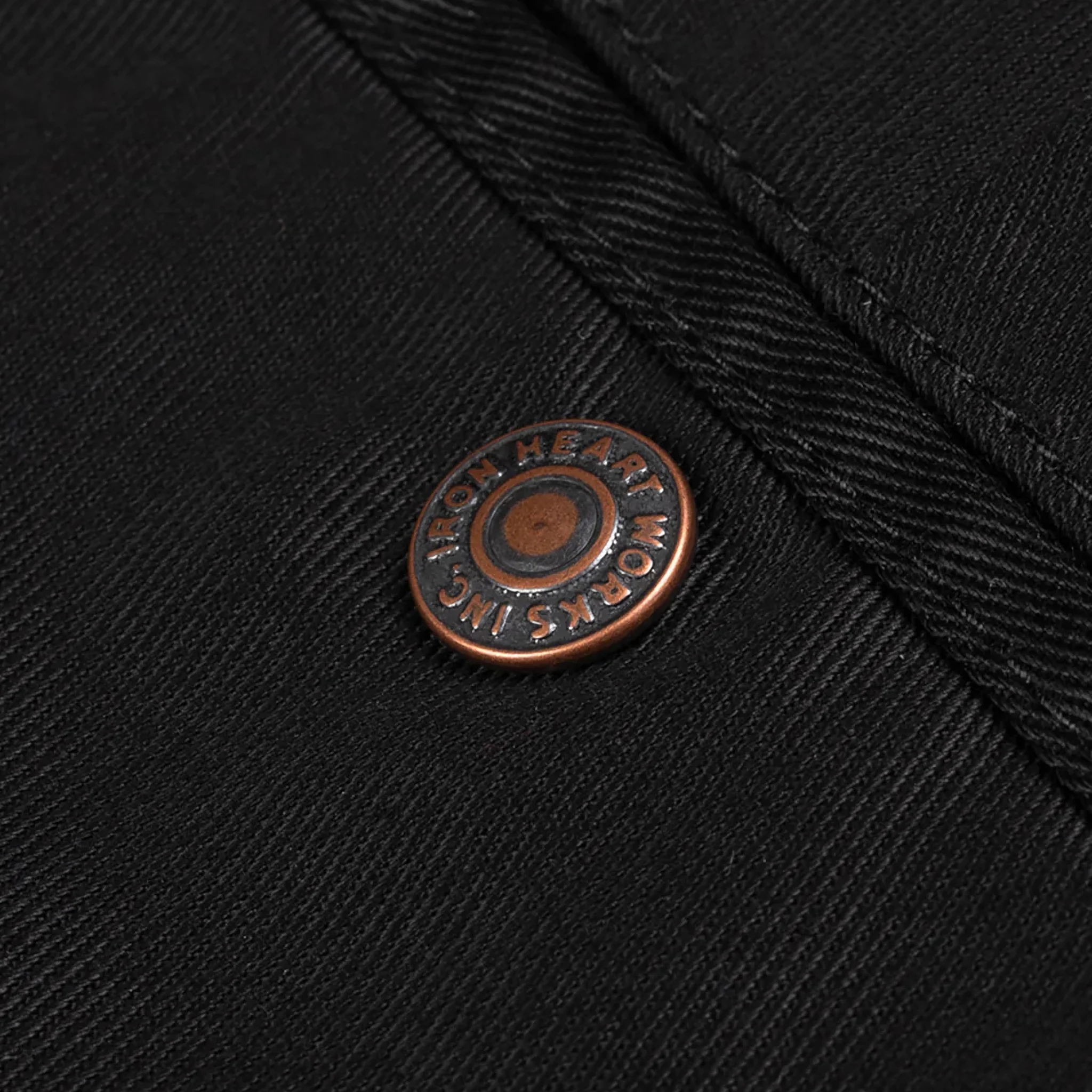 IH-727-BLK 9oz Mercerised Selvedge Cotton Medium/High Rise Tapered Chinos - Black - Image 6