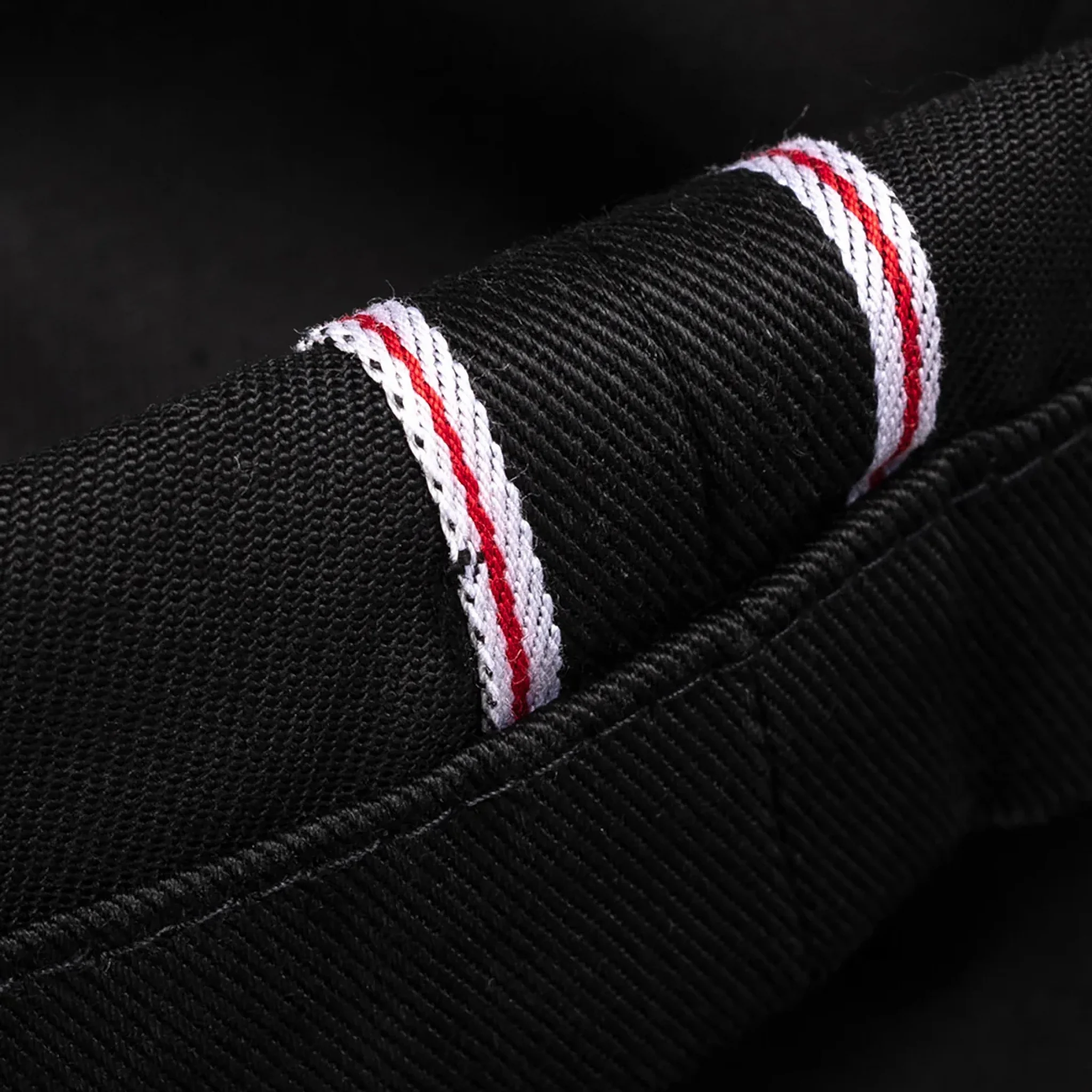 IH-727-BLK 9oz Mercerised Selvedge Cotton Medium/High Rise Tapered Chinos - Black - Image 7