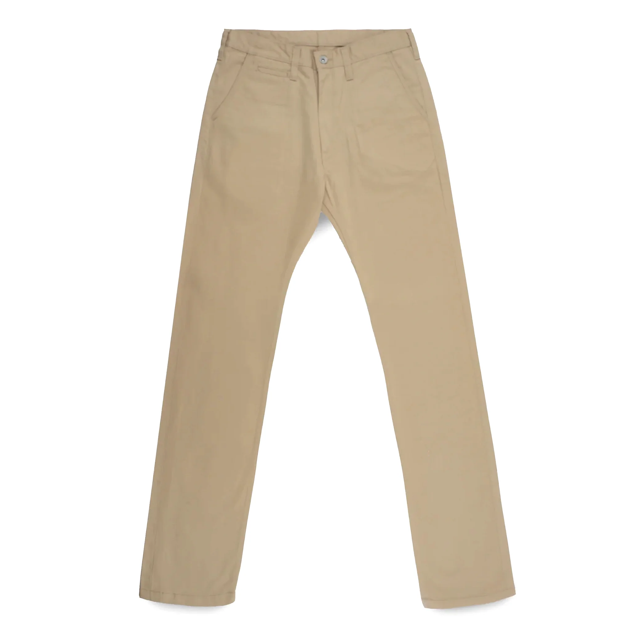 IH-727-KHA 9oz Mercerised Selvedge Cotton Medium/High Rise Tapered Chinos - Khaki - Image 2