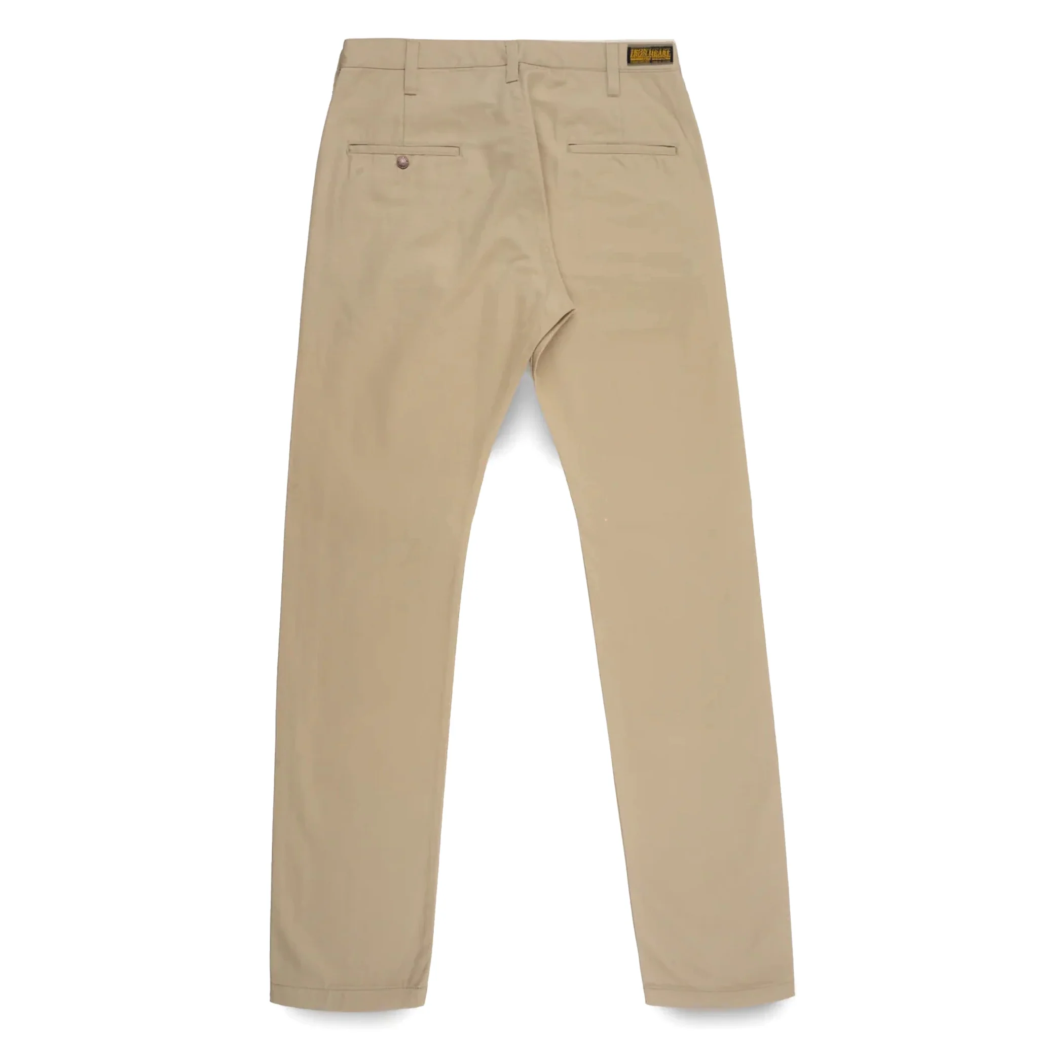 IH-727-KHA 9oz Mercerised Selvedge Cotton Medium/High Rise Tapered Chinos - Khaki - Image 3