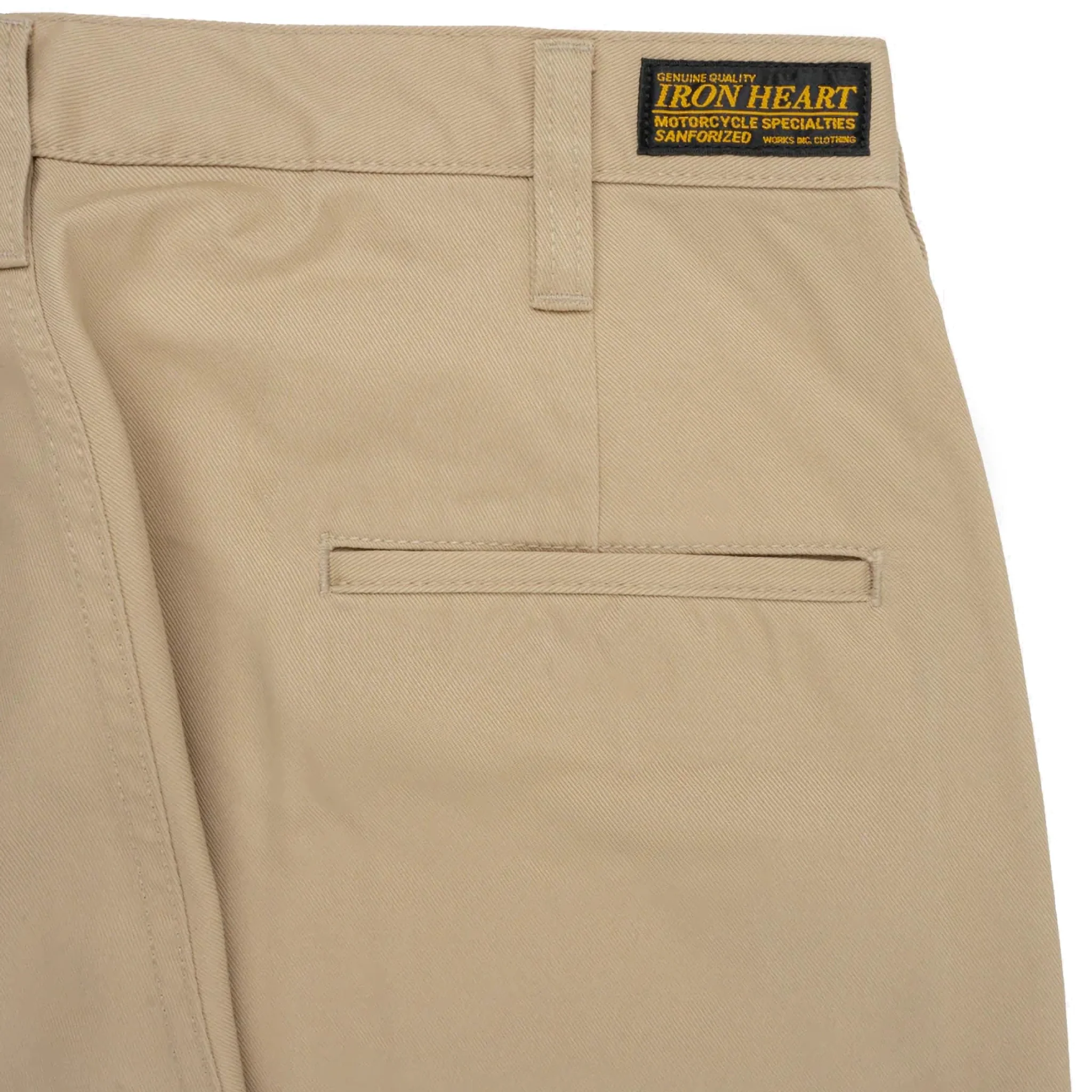 IH-727-KHA 9oz Mercerised Selvedge Cotton Medium/High Rise Tapered Chinos - Khaki - Image 5