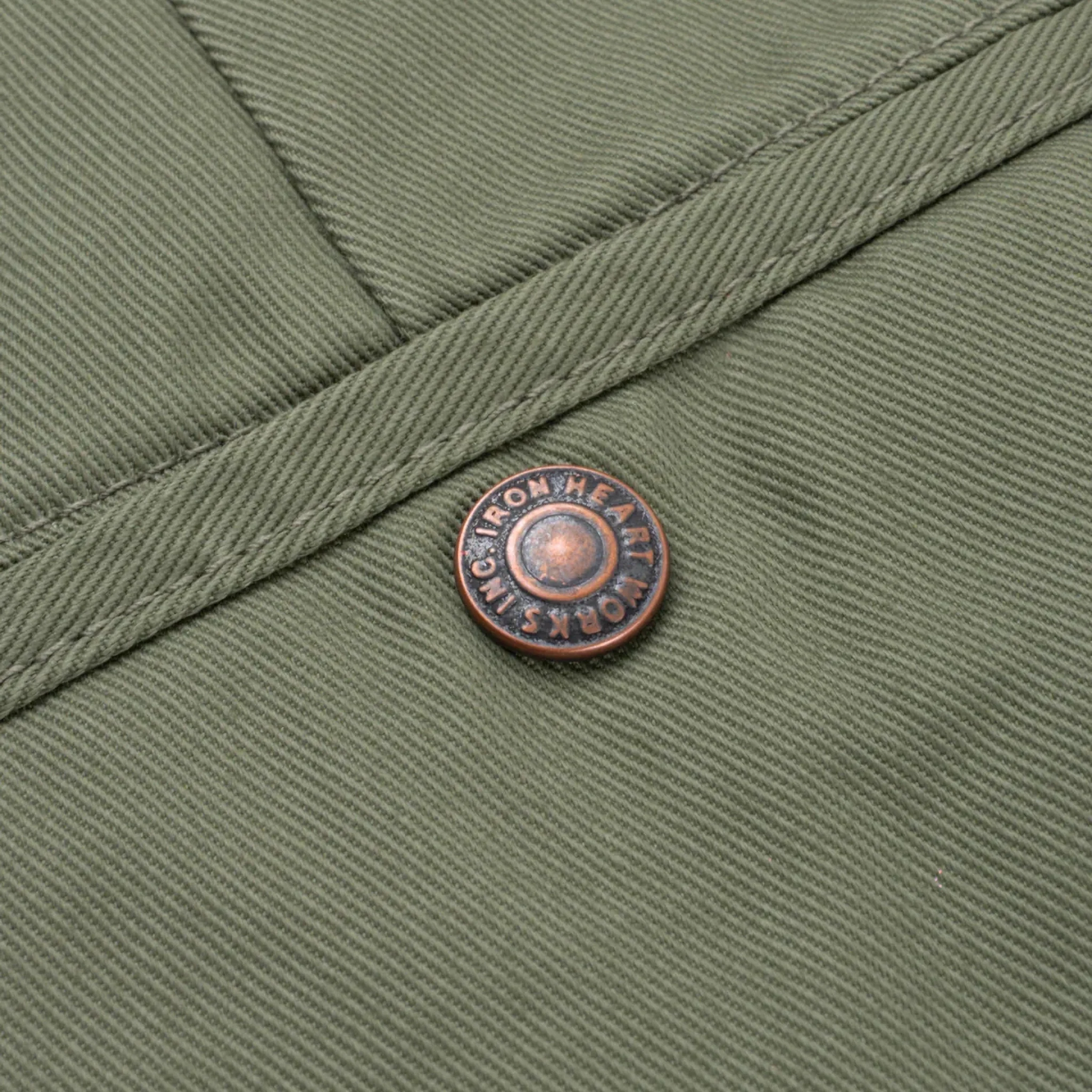 IH-727-OLV 9oz Mercerised Selvedge Cotton Medium/High Rise Tapered Chinos - Olive - Image 7
