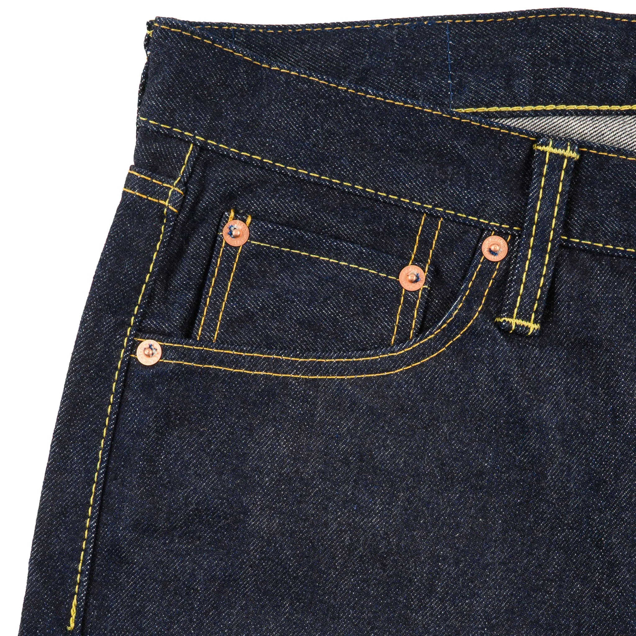 IH-777S-142 14oz Selvedge Denim Slim Tapered Cut Jeans - Indigo - Image 4