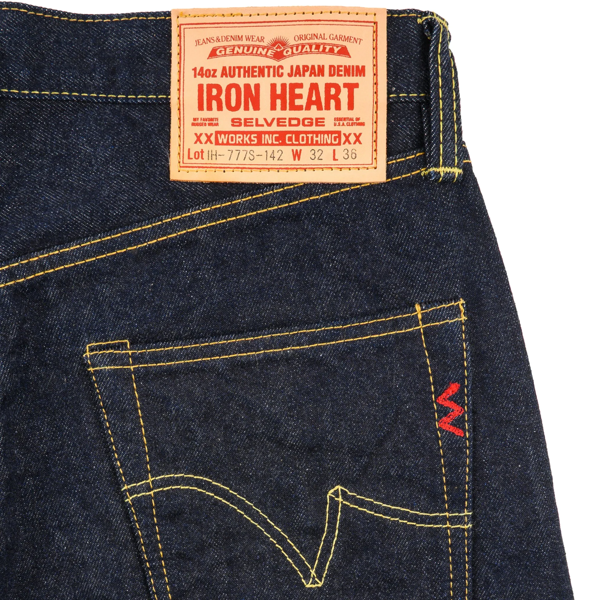IH-777S-142 14oz Selvedge Denim Slim Tapered Cut Jeans - Indigo - Image 5