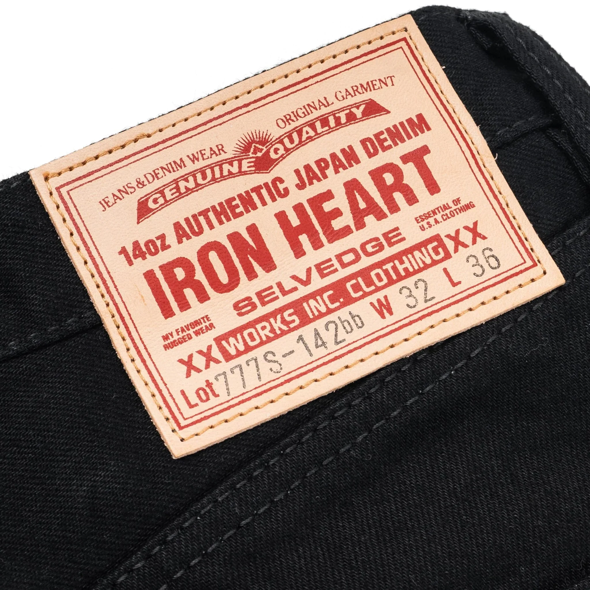 IH-777S-142bb 14oz Selvedge Denim Slim Tapered Cut Jeans - Black/Black - Image 10