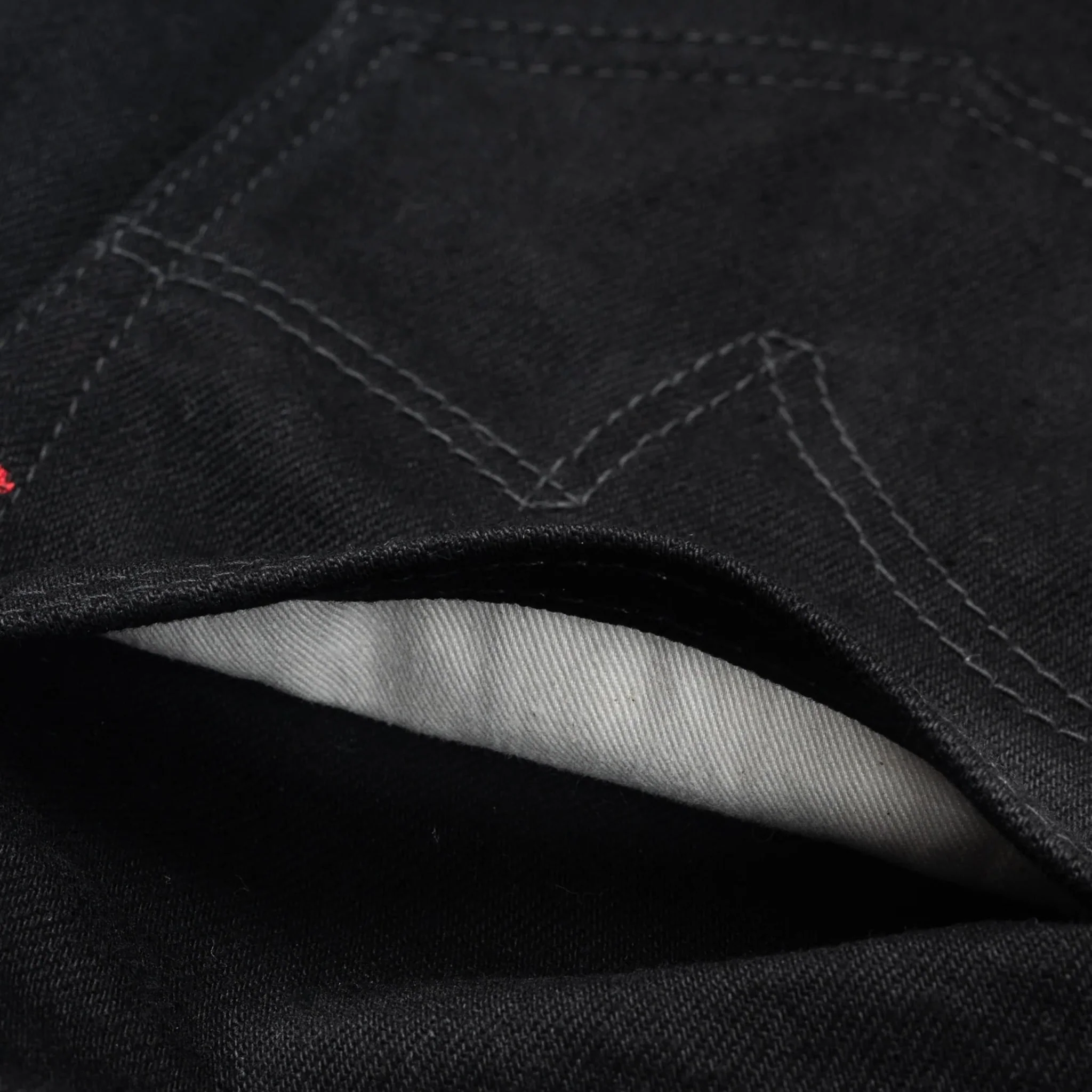IH-777S-142bb 14oz Selvedge Denim Slim Tapered Cut Jeans - Black/Black - Image 13
