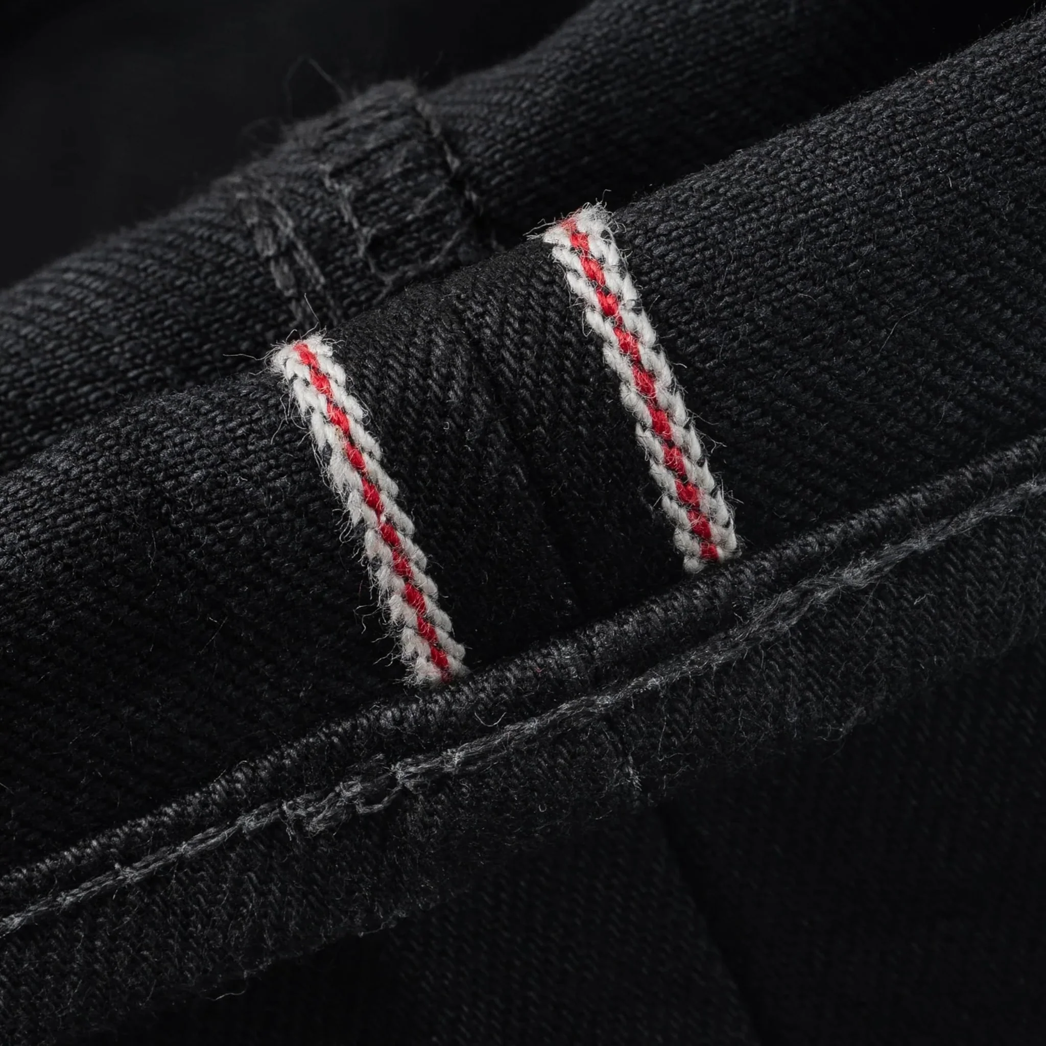 IH-777S-142bb 14oz Selvedge Denim Slim Tapered Cut Jeans - Black/Black - Image 14