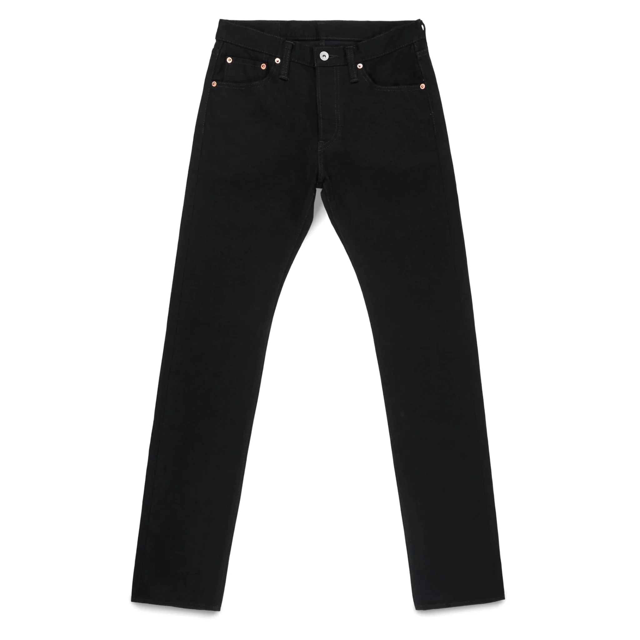 IH-777S-142bb 14oz Selvedge Denim Slim Tapered Cut Jeans - Black/Black - Image 2
