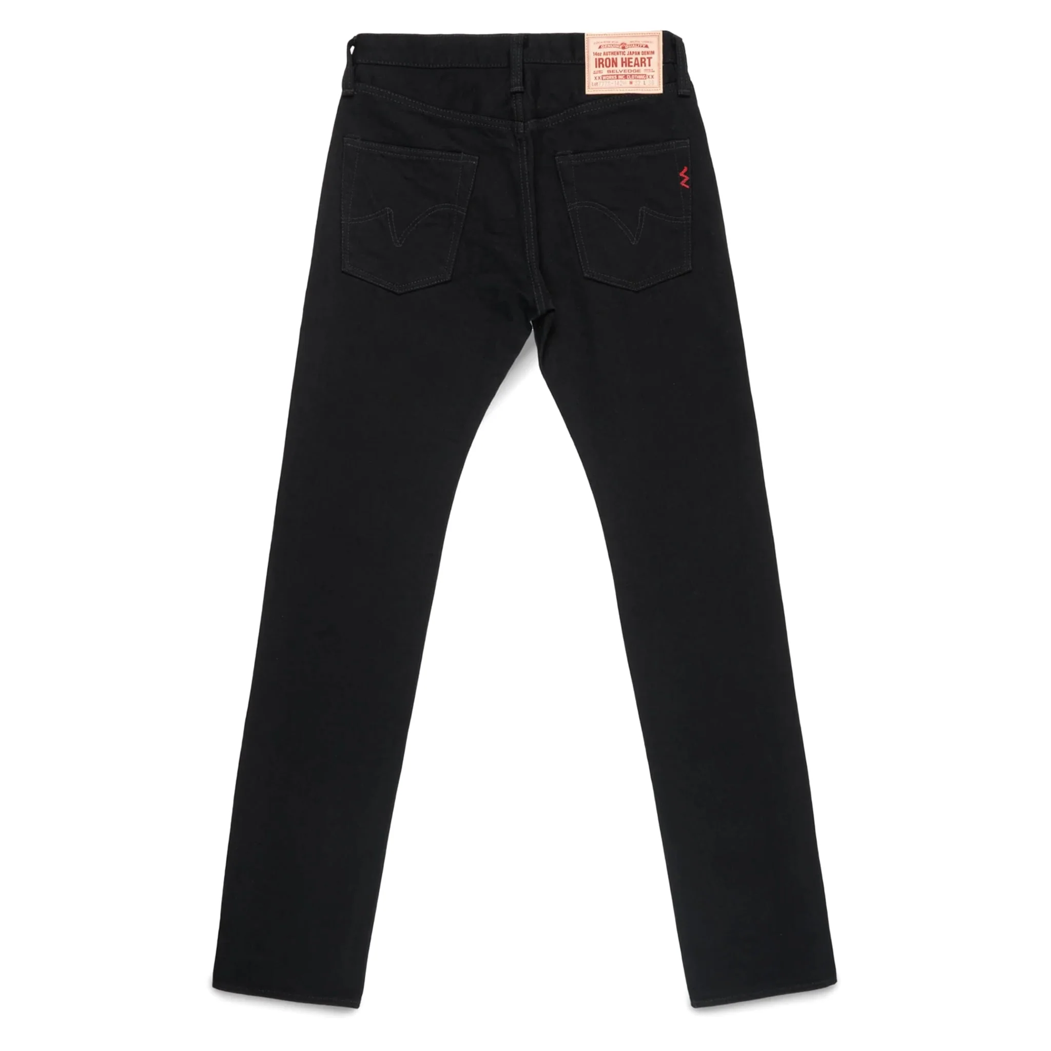 IH-777S-142bb 14oz Selvedge Denim Slim Tapered Cut Jeans - Black/Black - Image 3