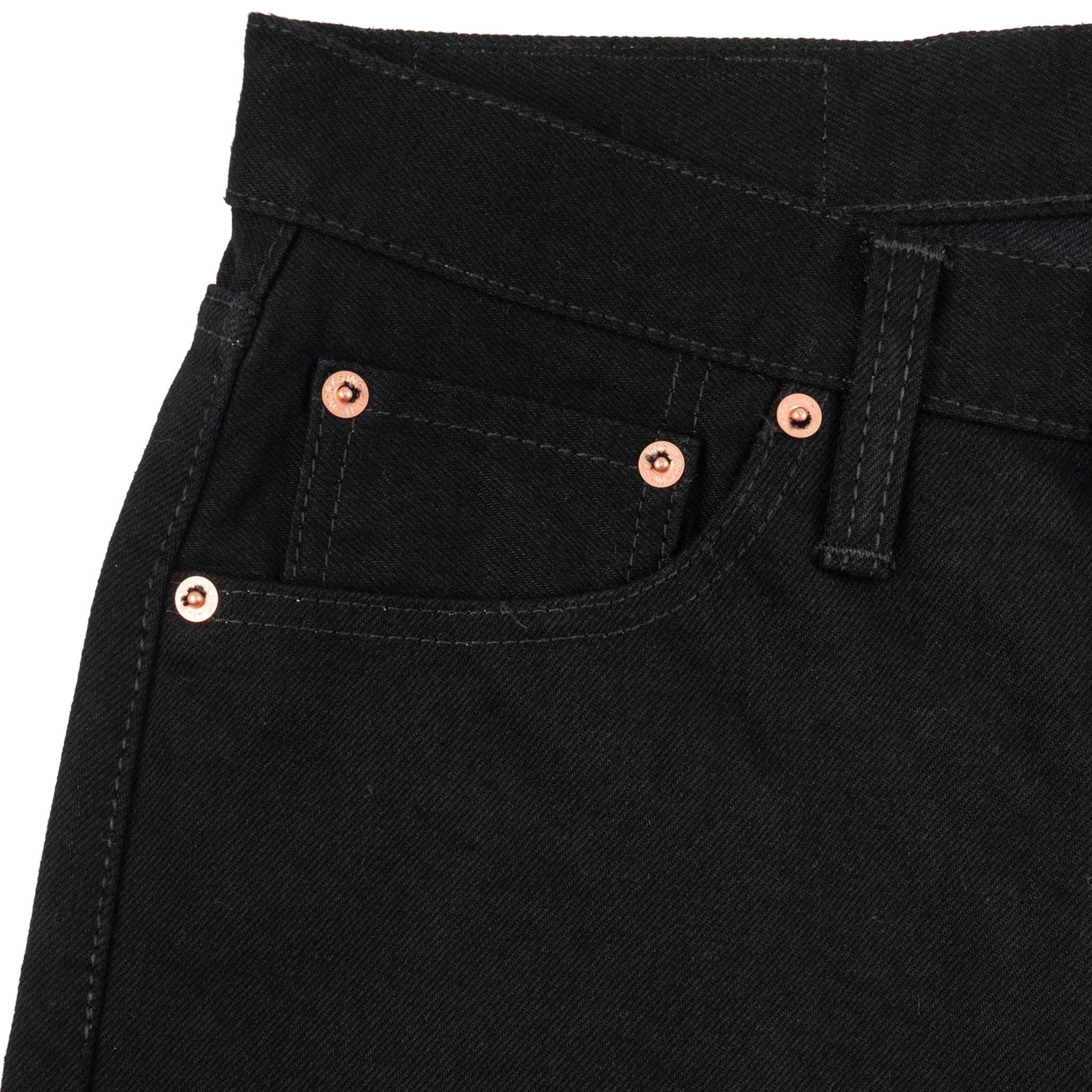 IH-777S-142bb 14oz Selvedge Denim Slim Tapered Cut Jeans - Black/Black - Image 4