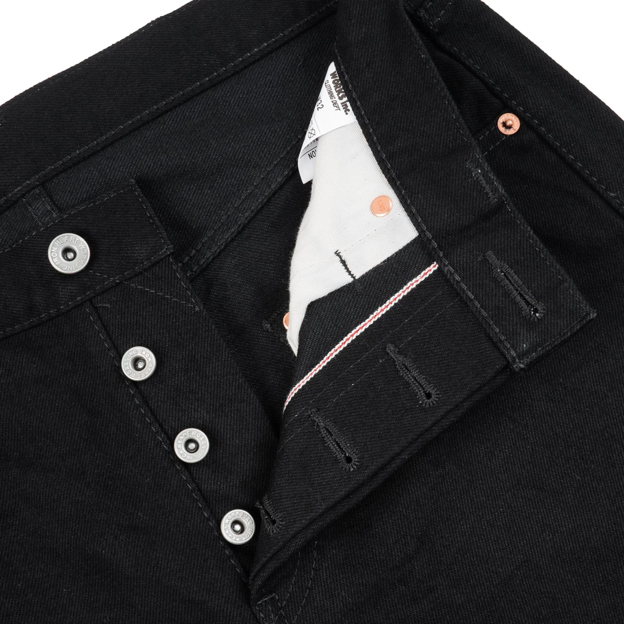 IH-777S-142bb 14oz Selvedge Denim Slim Tapered Cut Jeans - Black/Black - Image 6
