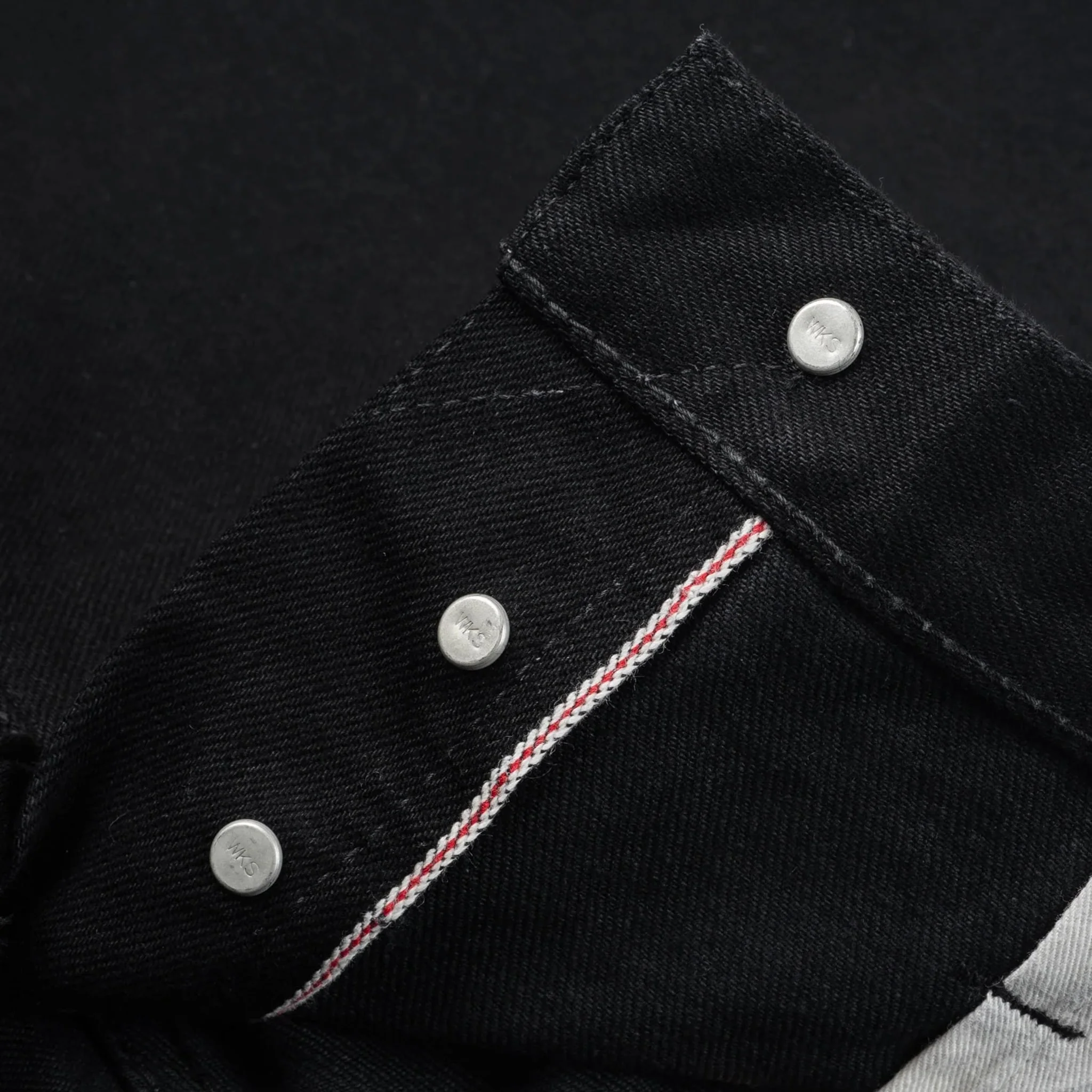 IH-777S-142bb 14oz Selvedge Denim Slim Tapered Cut Jeans - Black/Black - Image 7