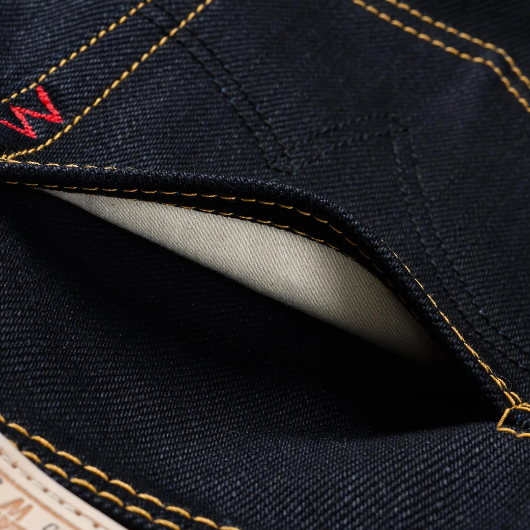 IH-888-XHSib 25oz Selvedge Denim Medium/High Rise Tapered Cut Jeans - Indigo/Black - Image 13