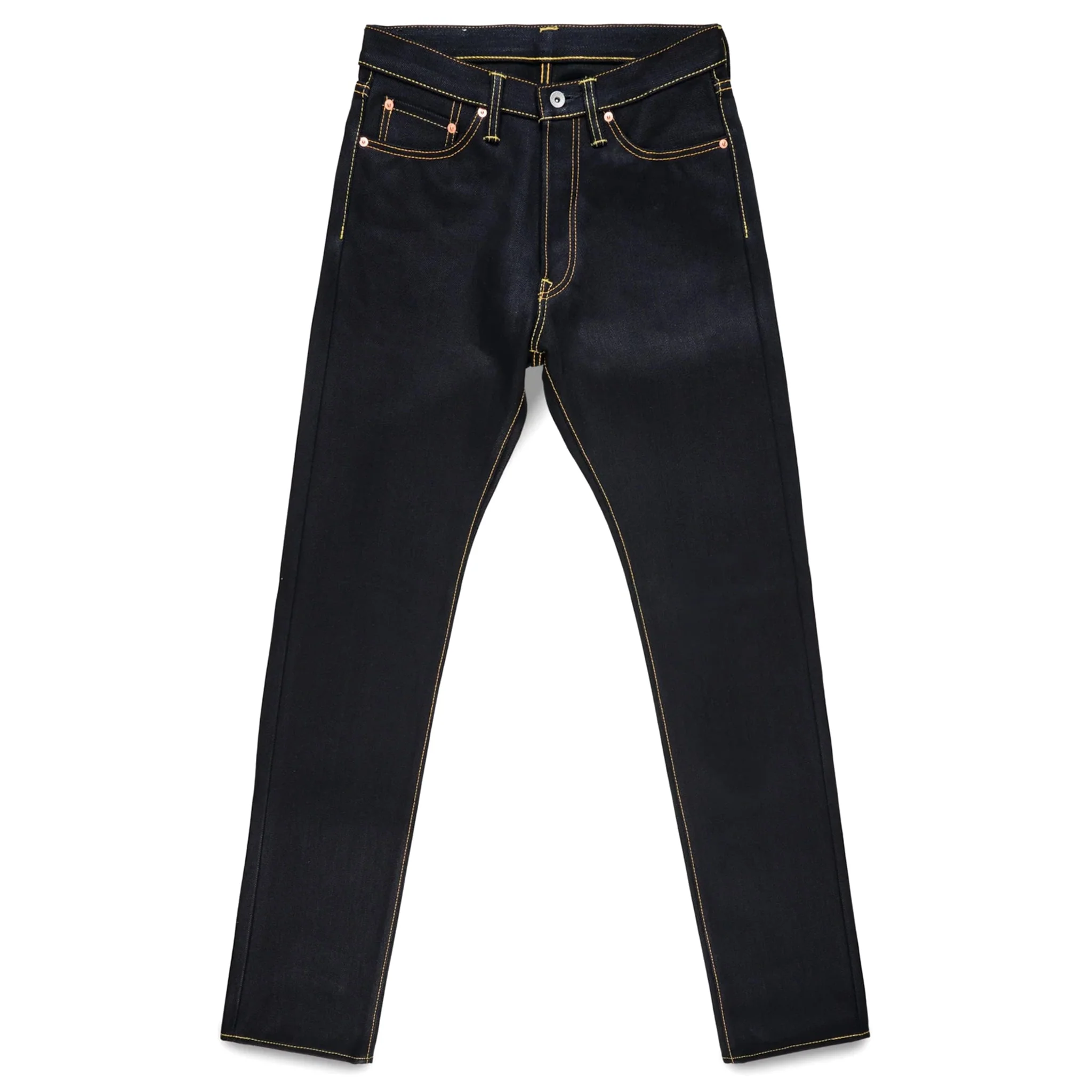 IH-888-XHSib 25oz Selvedge Denim Medium/High Rise Tapered Cut Jeans - Indigo/Black - Image 2