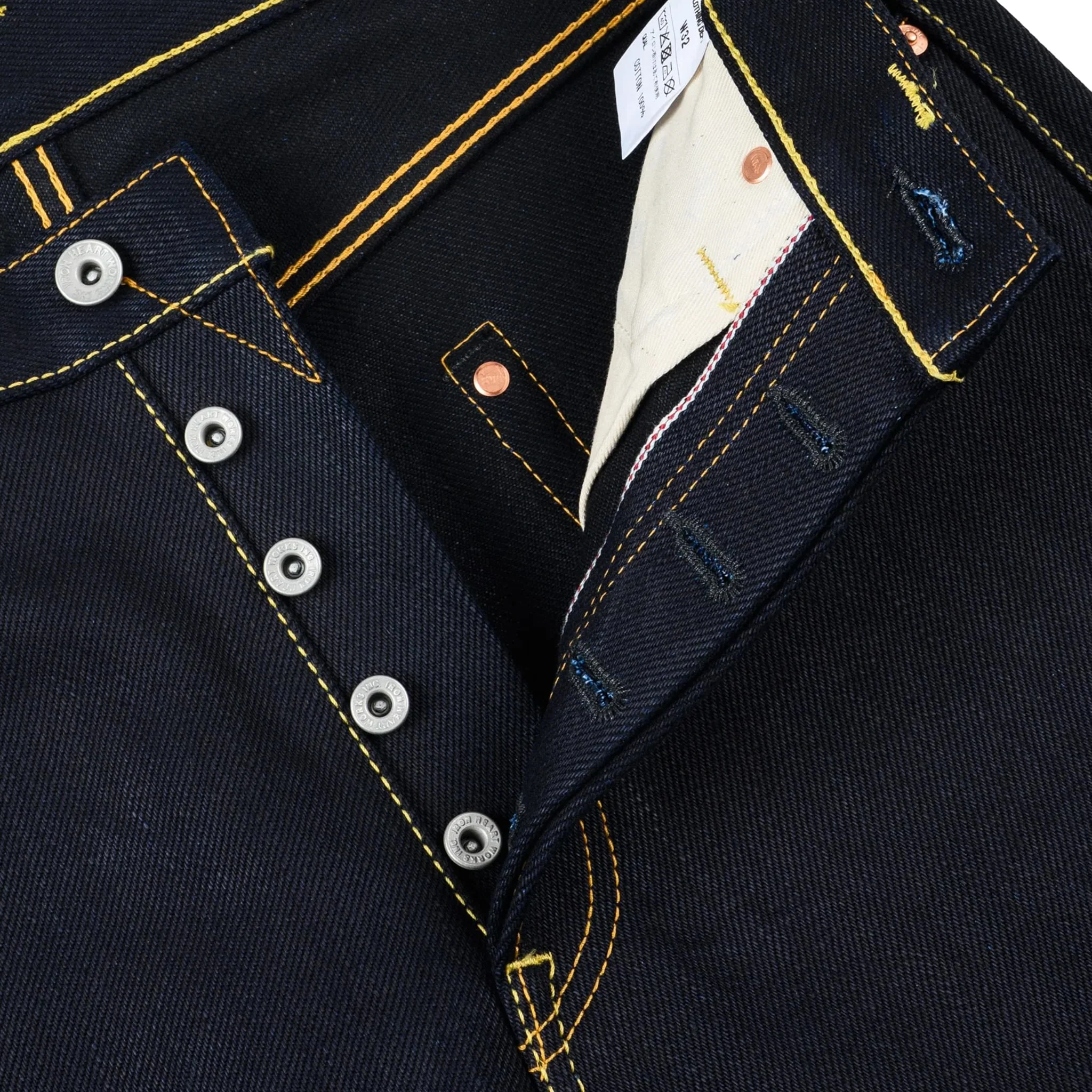 IH-888-XHSib 25oz Selvedge Denim Medium/High Rise Tapered Cut Jeans - Indigo/Black - Image 4