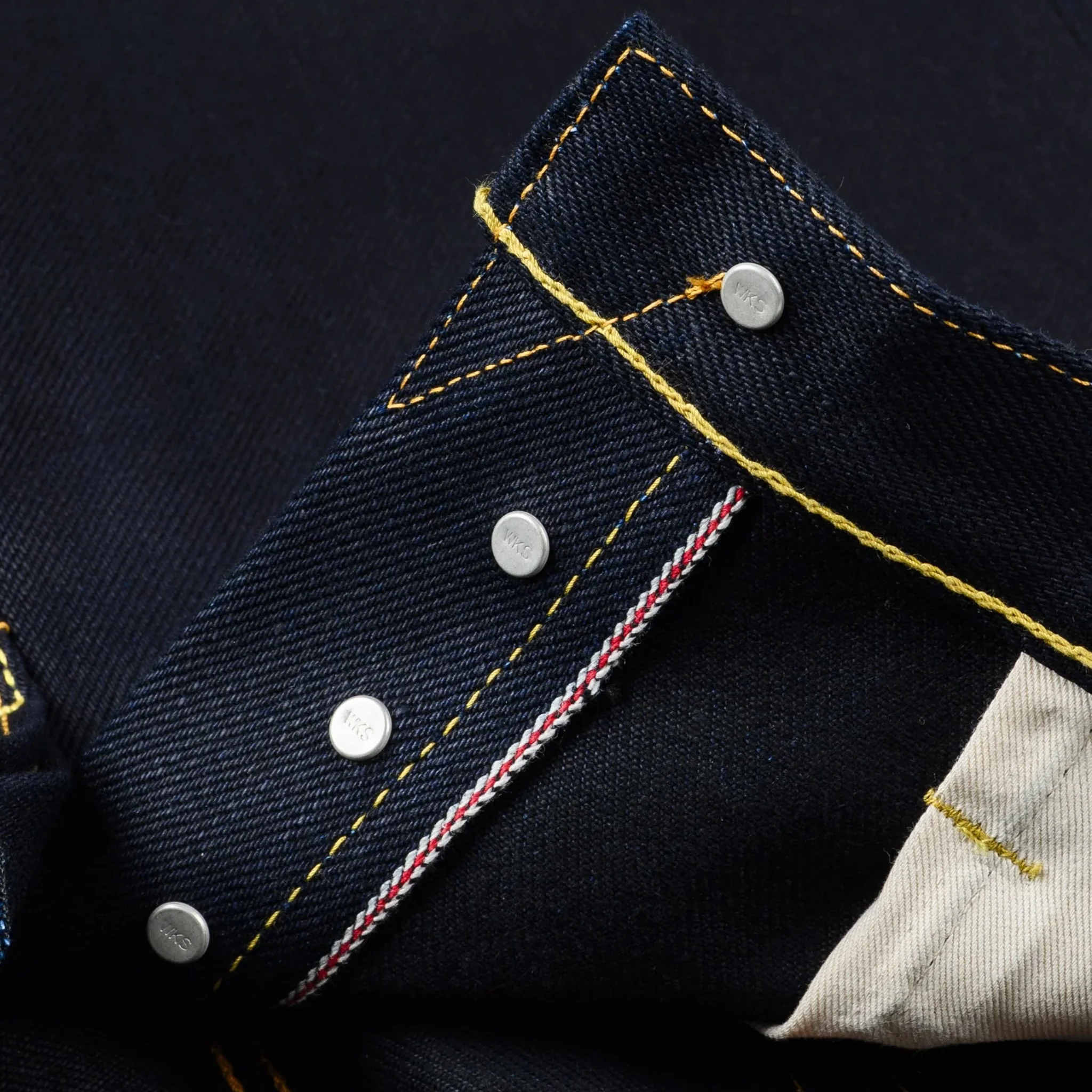 IH-888-XHSib 25oz Selvedge Denim Medium/High Rise Tapered Cut Jeans - Indigo/Black - Image 6