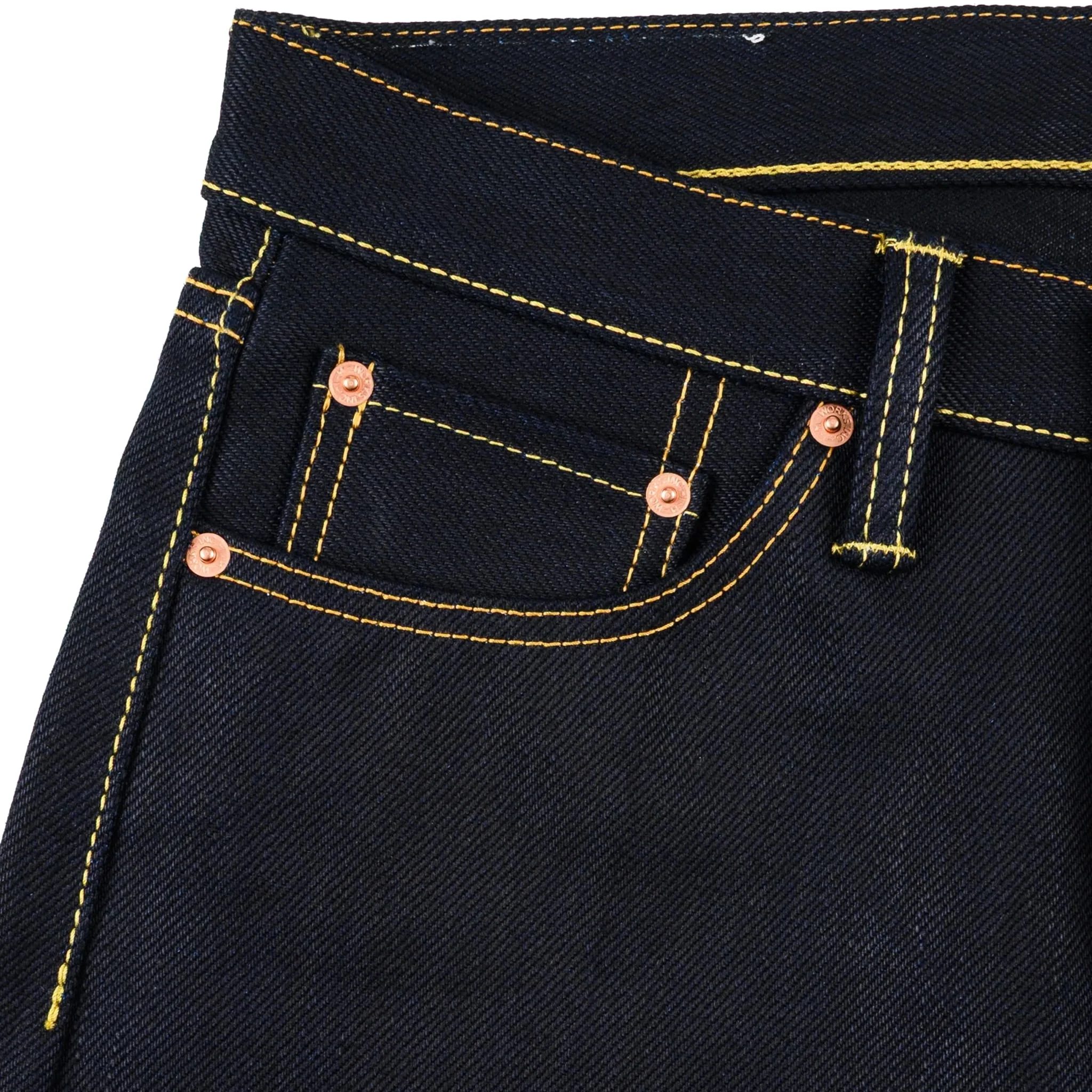 IH-888-XHSib 25oz Selvedge Denim Medium/High Rise Tapered Cut Jeans - Indigo/Black - Image 7