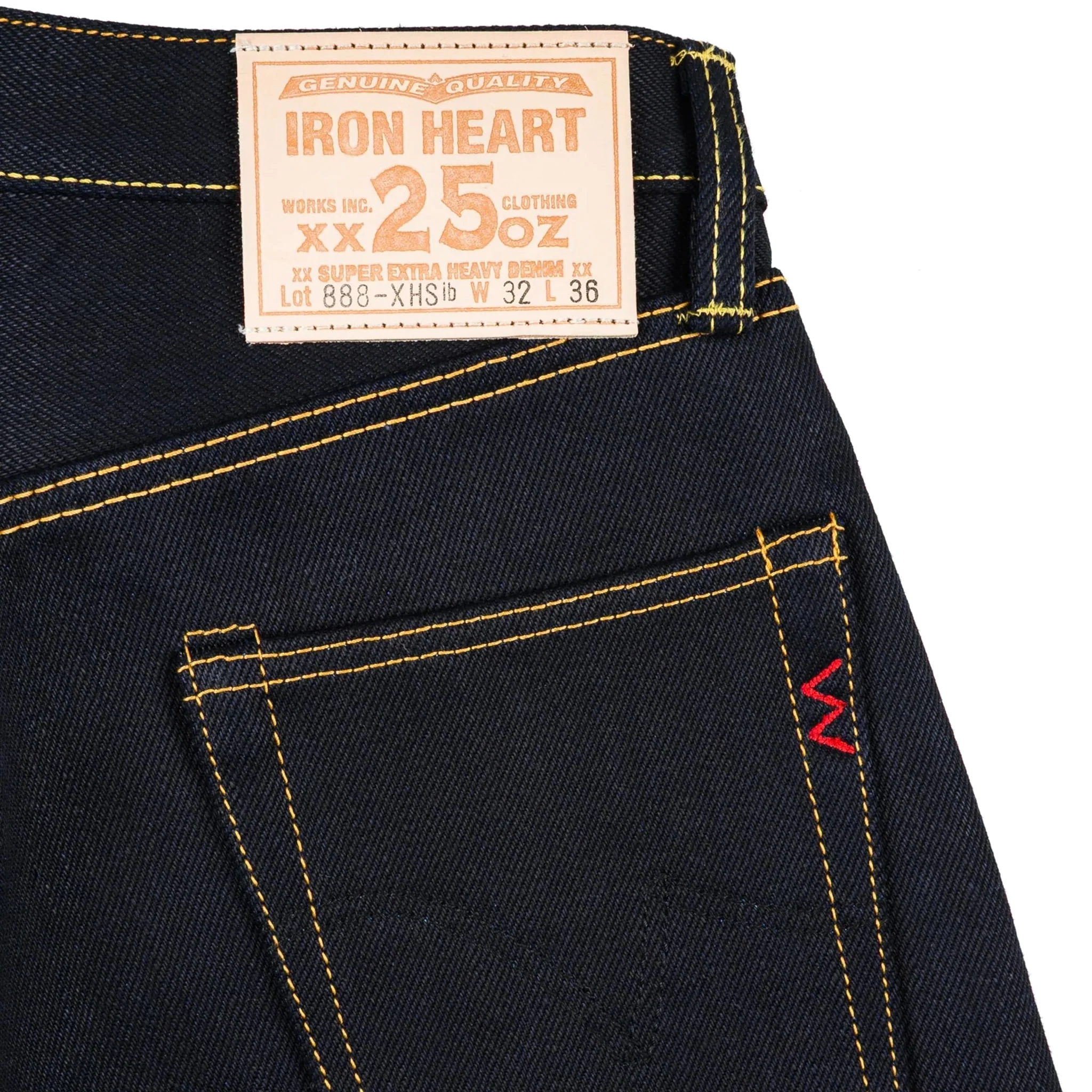 IH-888-XHSib 25oz Selvedge Denim Medium/High Rise Tapered Cut Jeans - Indigo/Black - Image 9