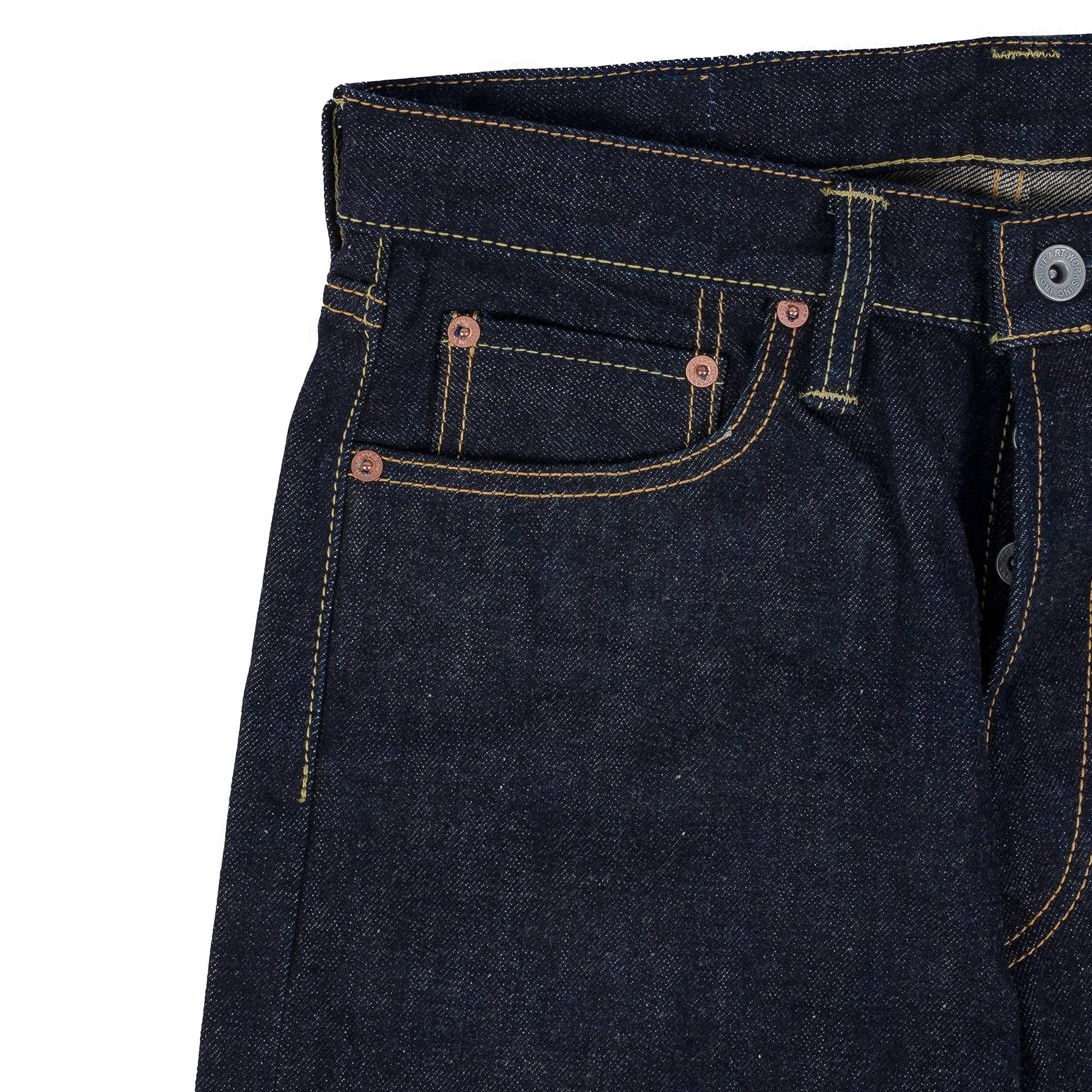IH-888N 17oz Selvedge Denim Medium/High Rise Tapered Cut Jeans - Natural Indigo - Image 4
