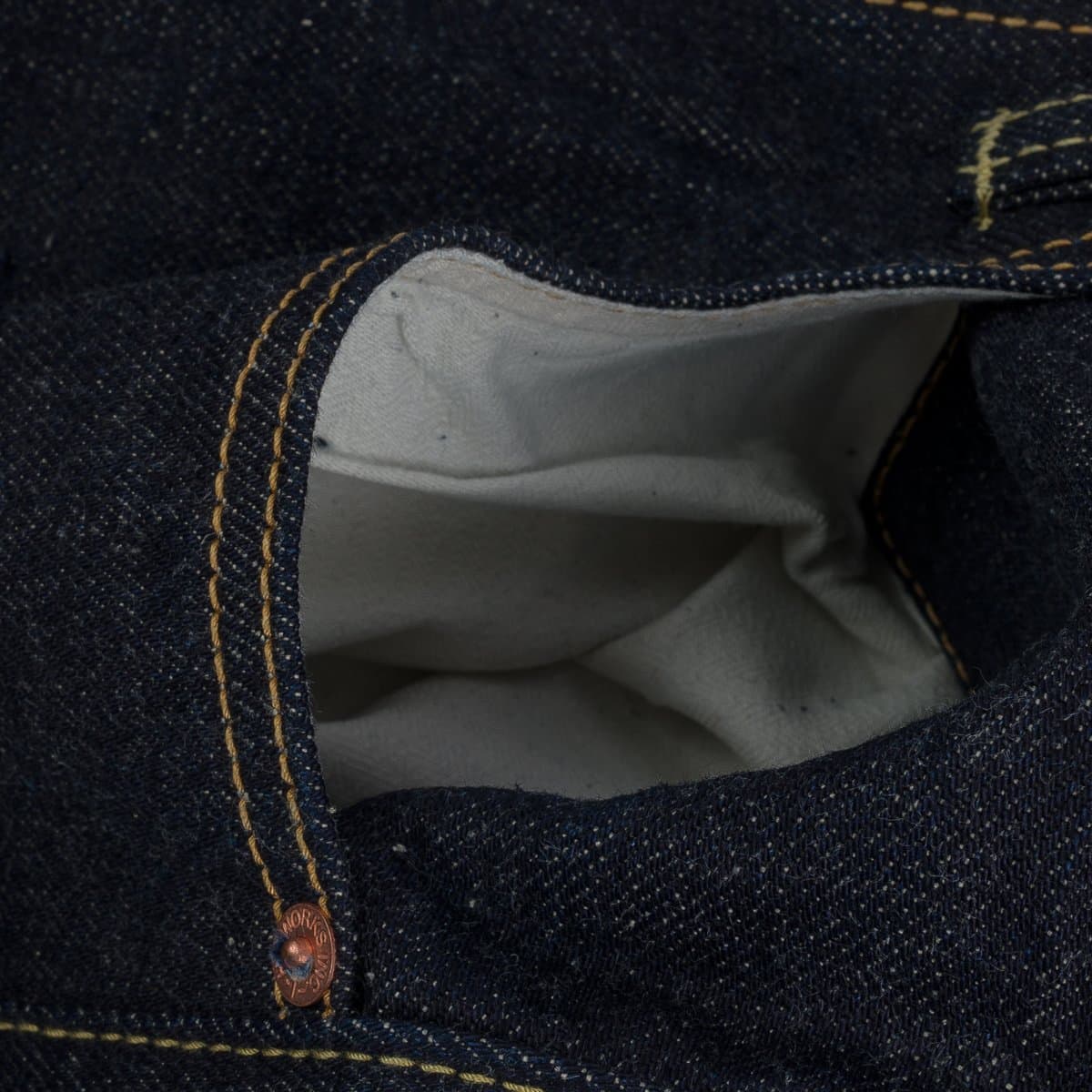 IH-888N 17oz Selvedge Denim Medium/High Rise Tapered Cut Jeans - Natural Indigo - Image 7