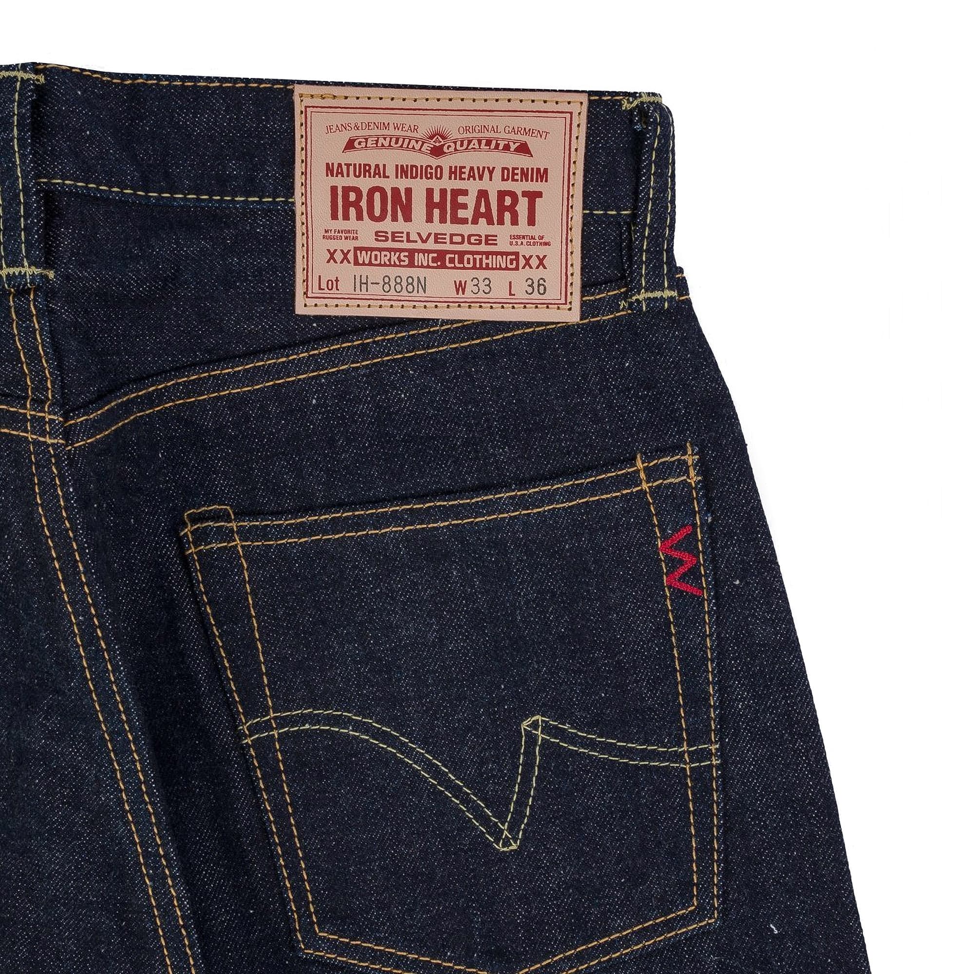 IH-888N 17oz Selvedge Denim Medium/High Rise Tapered Cut Jeans - Natural Indigo - Image 9