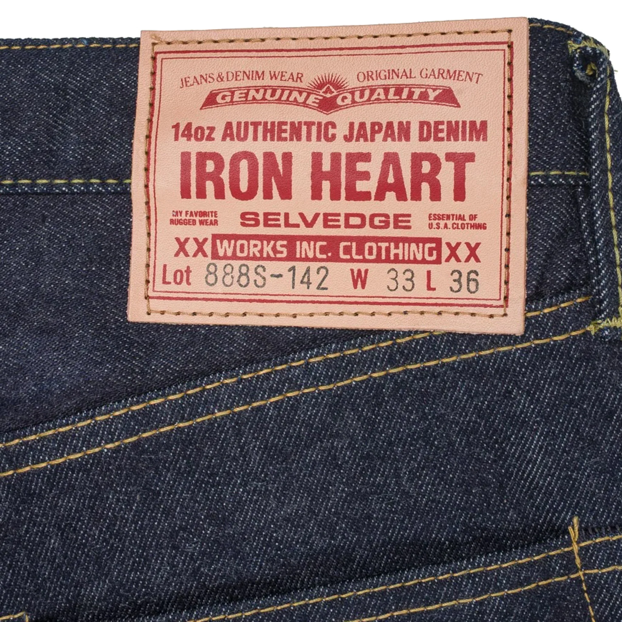 IH-888S-142 14oz Selvedge Denim Medium/High Rise Tapered Cut Jeans - Indigo - Image 8