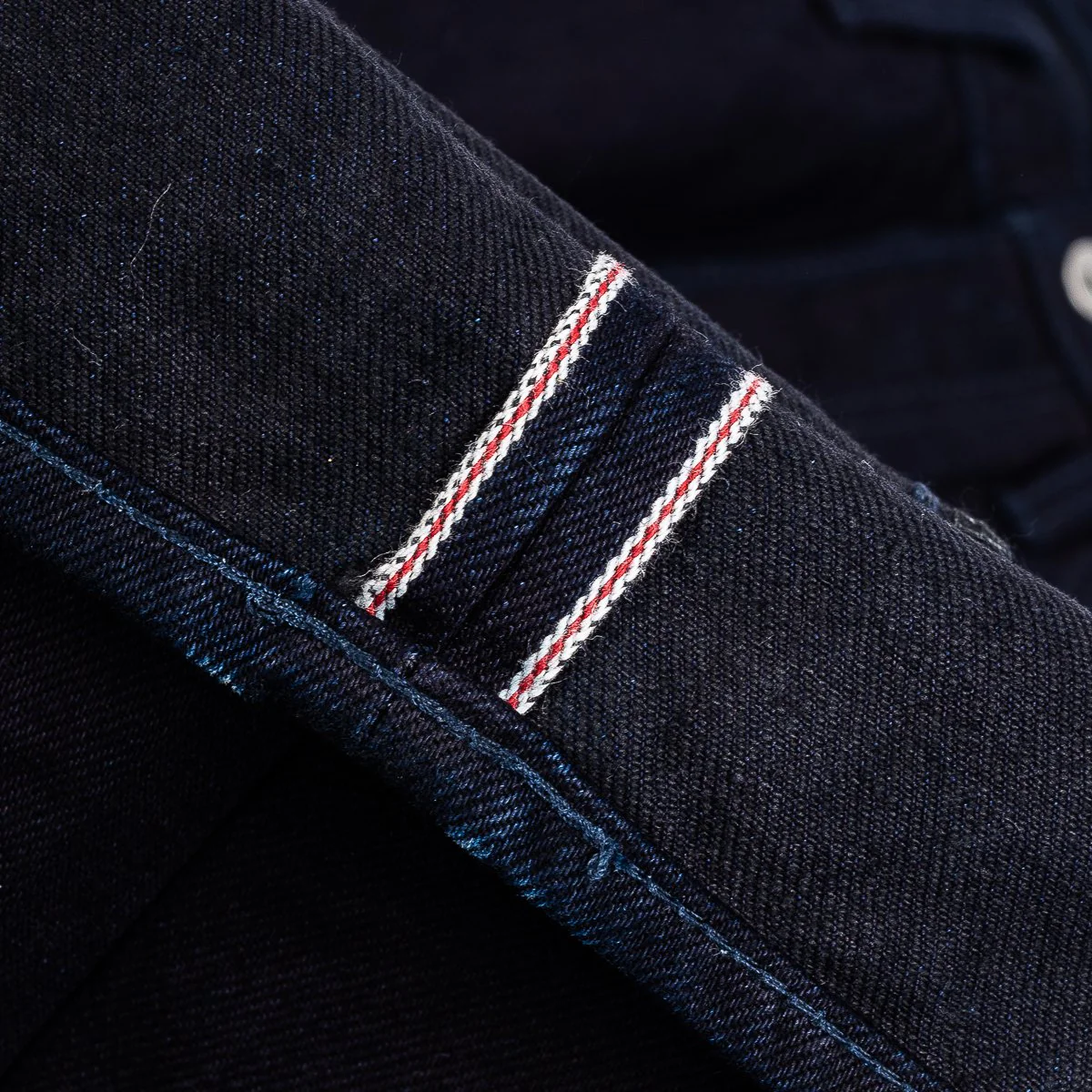 IH-888S-142ib 14oz Selvedge Denim Medium/High Rise Tapered Cut Jeans - Indigo/Black - Image 10