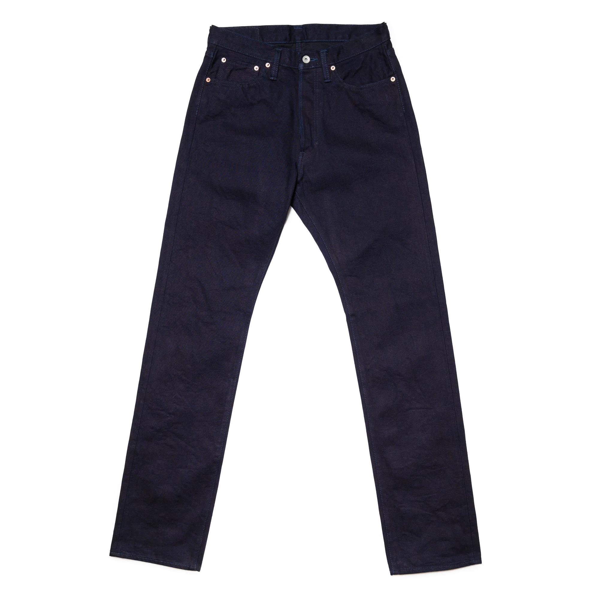 IH-888S-142ib 14oz Selvedge Denim Medium/High Rise Tapered Cut Jeans - Indigo/Black - Image 2