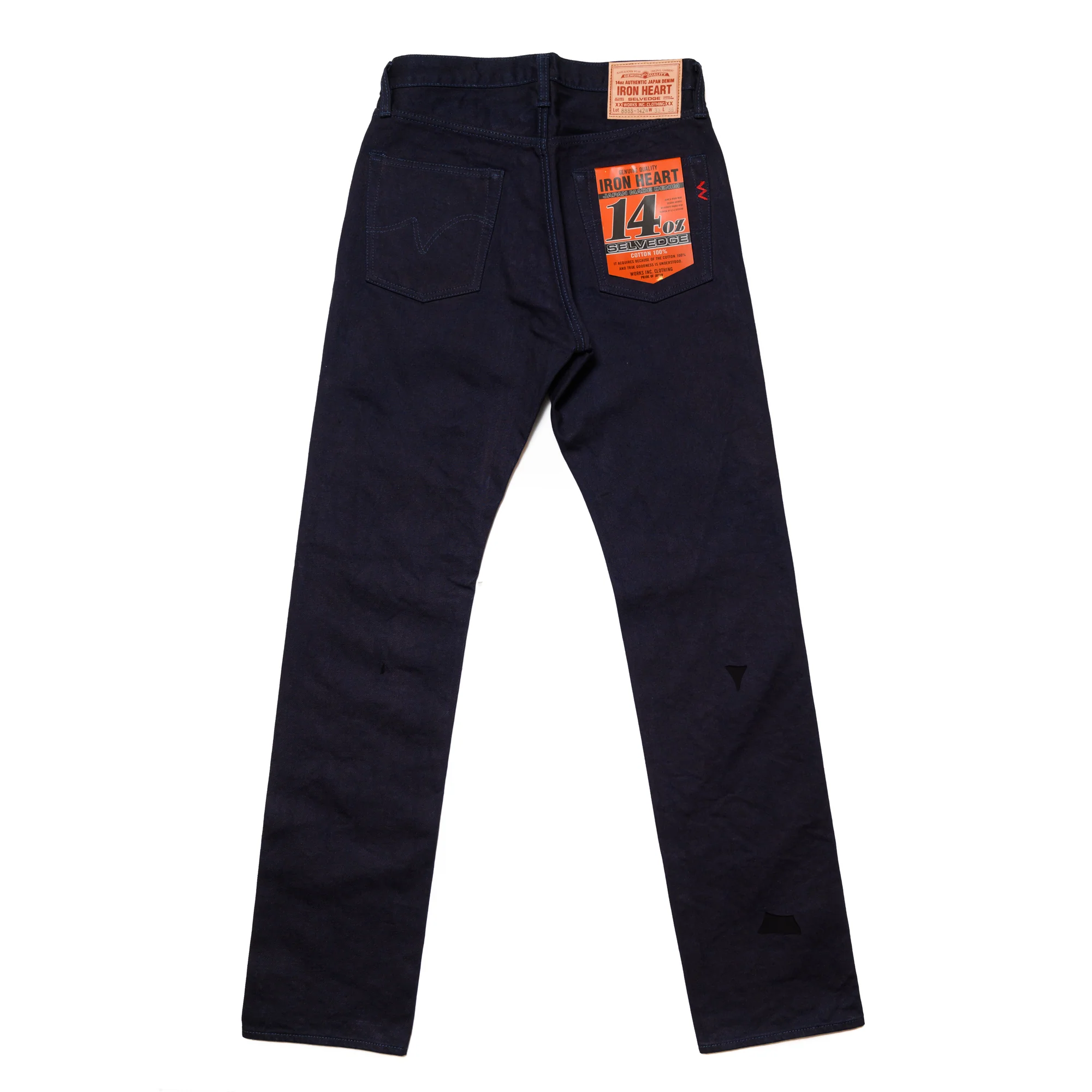 IH-888S-142ib 14oz Selvedge Denim Medium/High Rise Tapered Cut Jeans - Indigo/Black - Image 3