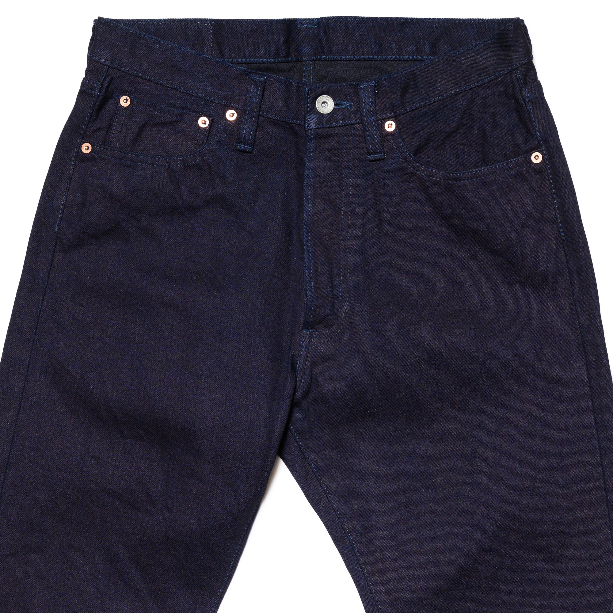 IH-888S-142ib 14oz Selvedge Denim Medium/High Rise Tapered Cut Jeans - Indigo/Black - Image 4