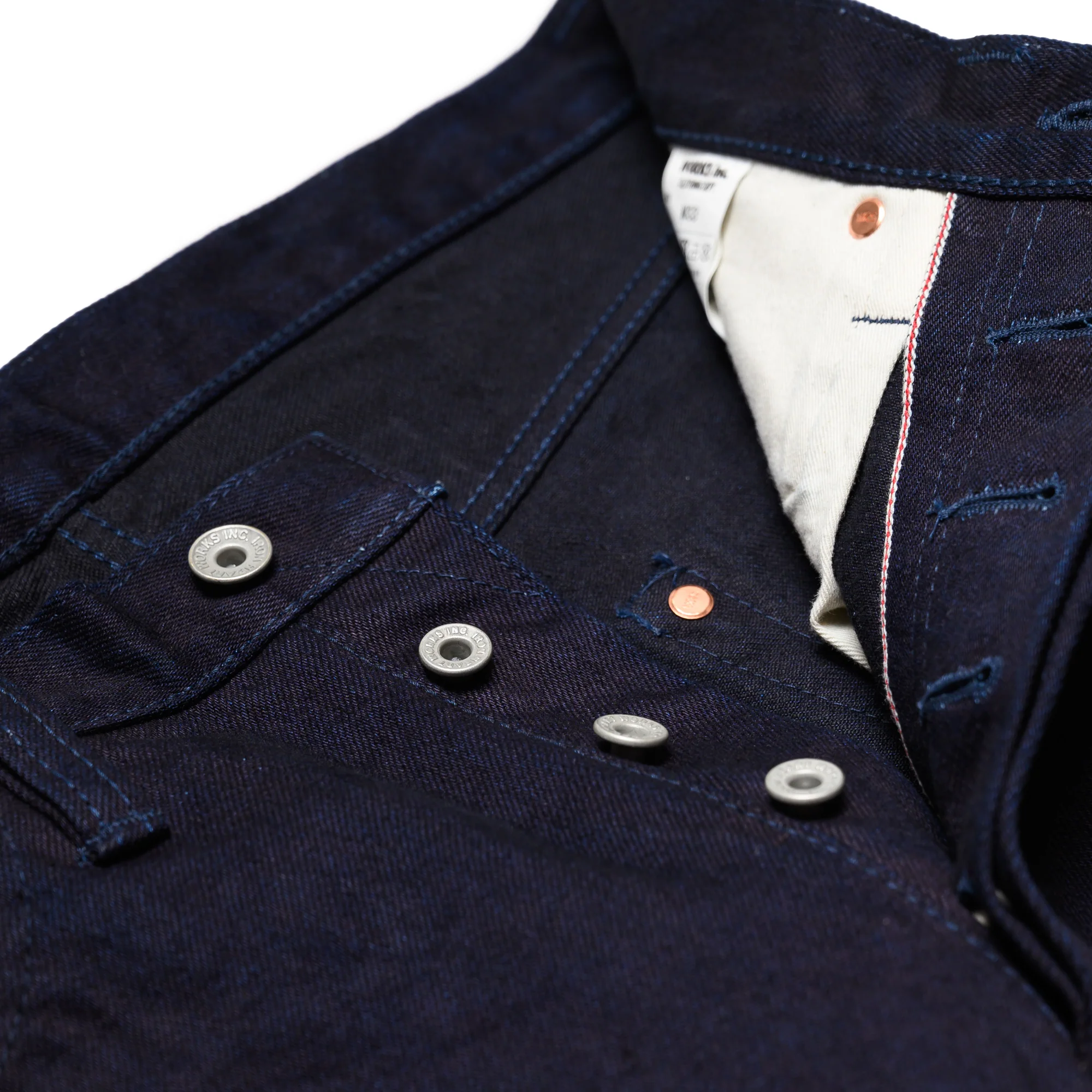IH-888S-142ib 14oz Selvedge Denim Medium/High Rise Tapered Cut Jeans - Indigo/Black - Image 5