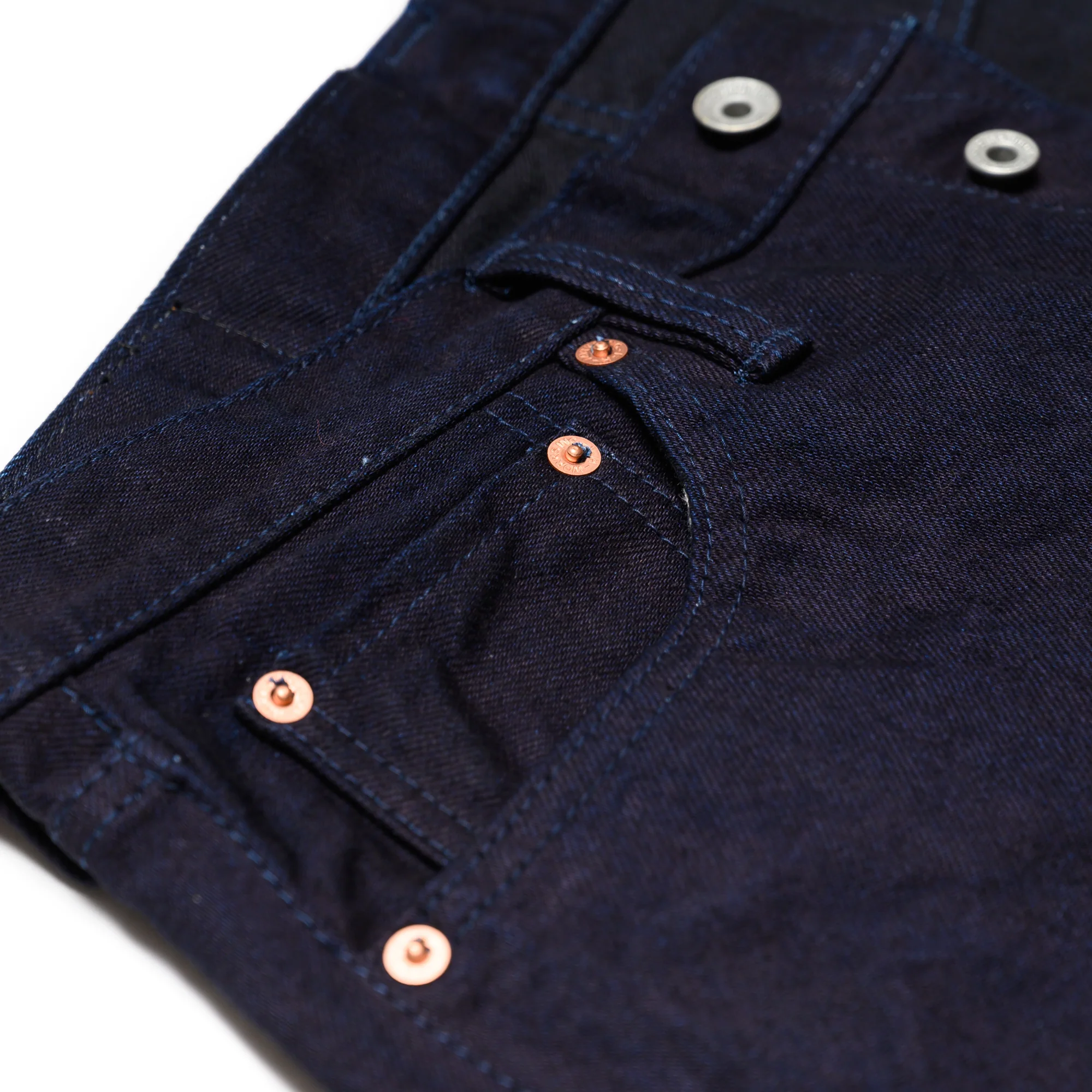 IH-888S-142ib 14oz Selvedge Denim Medium/High Rise Tapered Cut Jeans - Indigo/Black - Image 6
