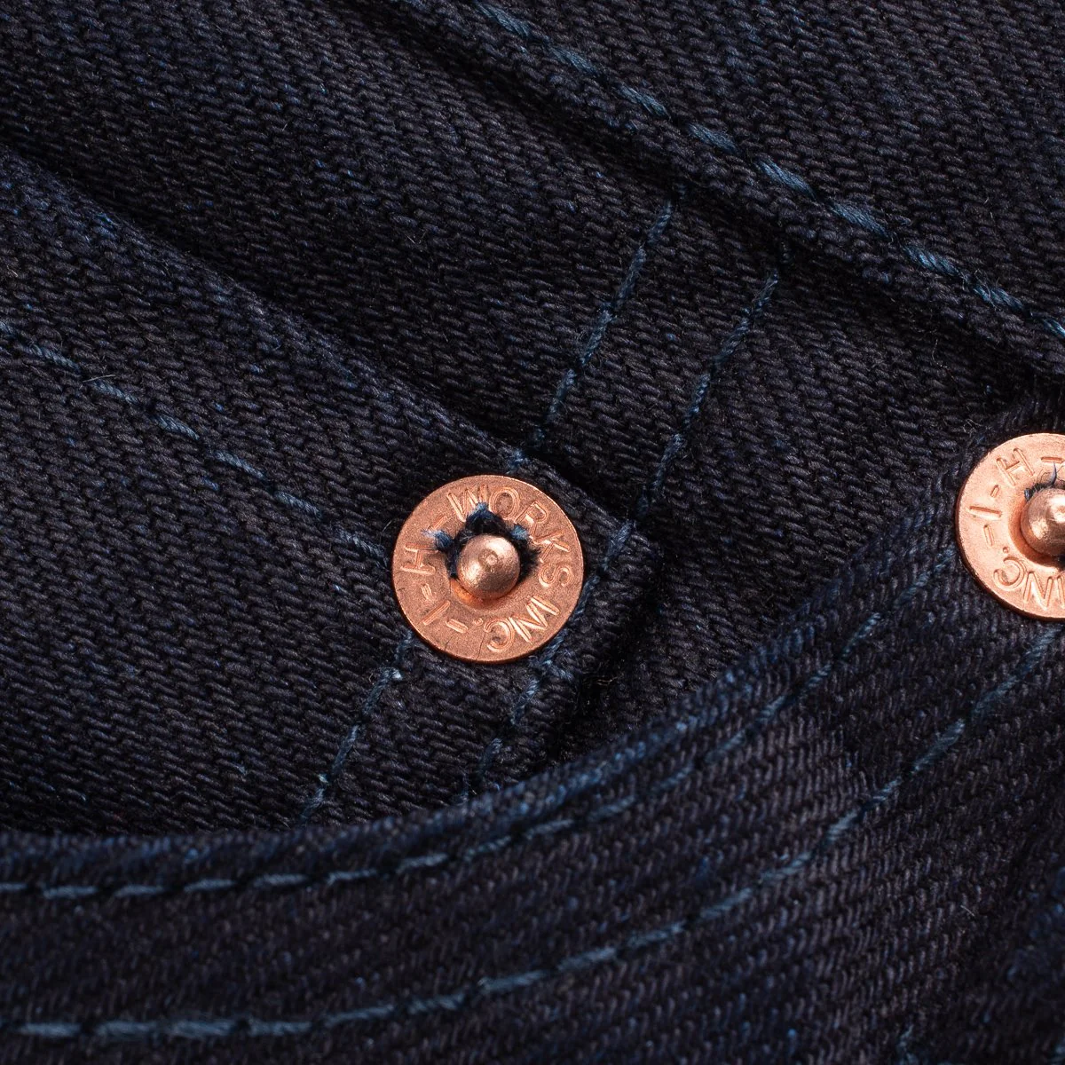 IH-888S-142ib 14oz Selvedge Denim Medium/High Rise Tapered Cut Jeans - Indigo/Black - Image 7