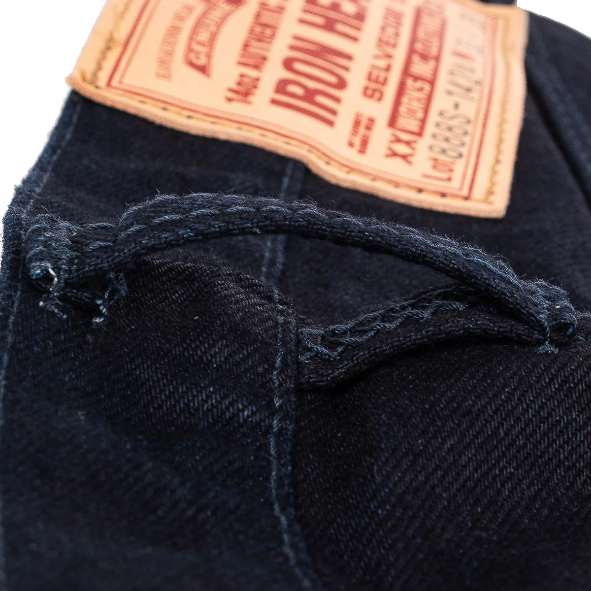 IH-888S-142ib 14oz Selvedge Denim Medium/High Rise Tapered Cut Jeans - Indigo/Black - Image 9