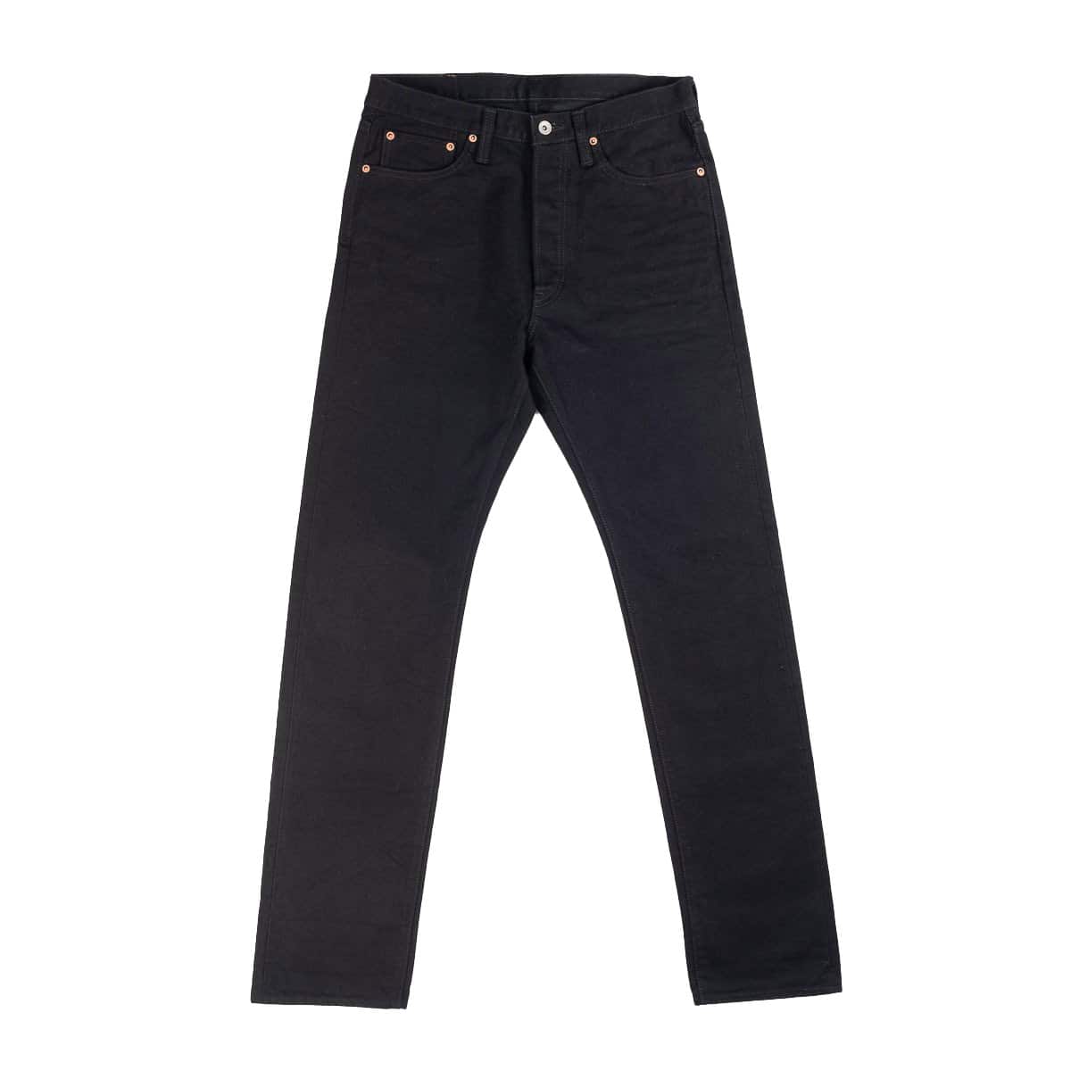 IH-888S-142bb 14oz Selvedge Denim Medium/High Rise Tapered Jeans - Black/Black - Image 2