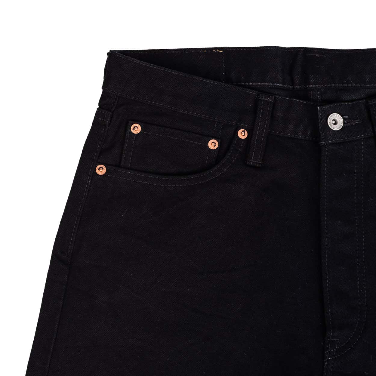 IH-888S-142bb 14oz Selvedge Denim Medium/High Rise Tapered Jeans - Black/Black - Image 4