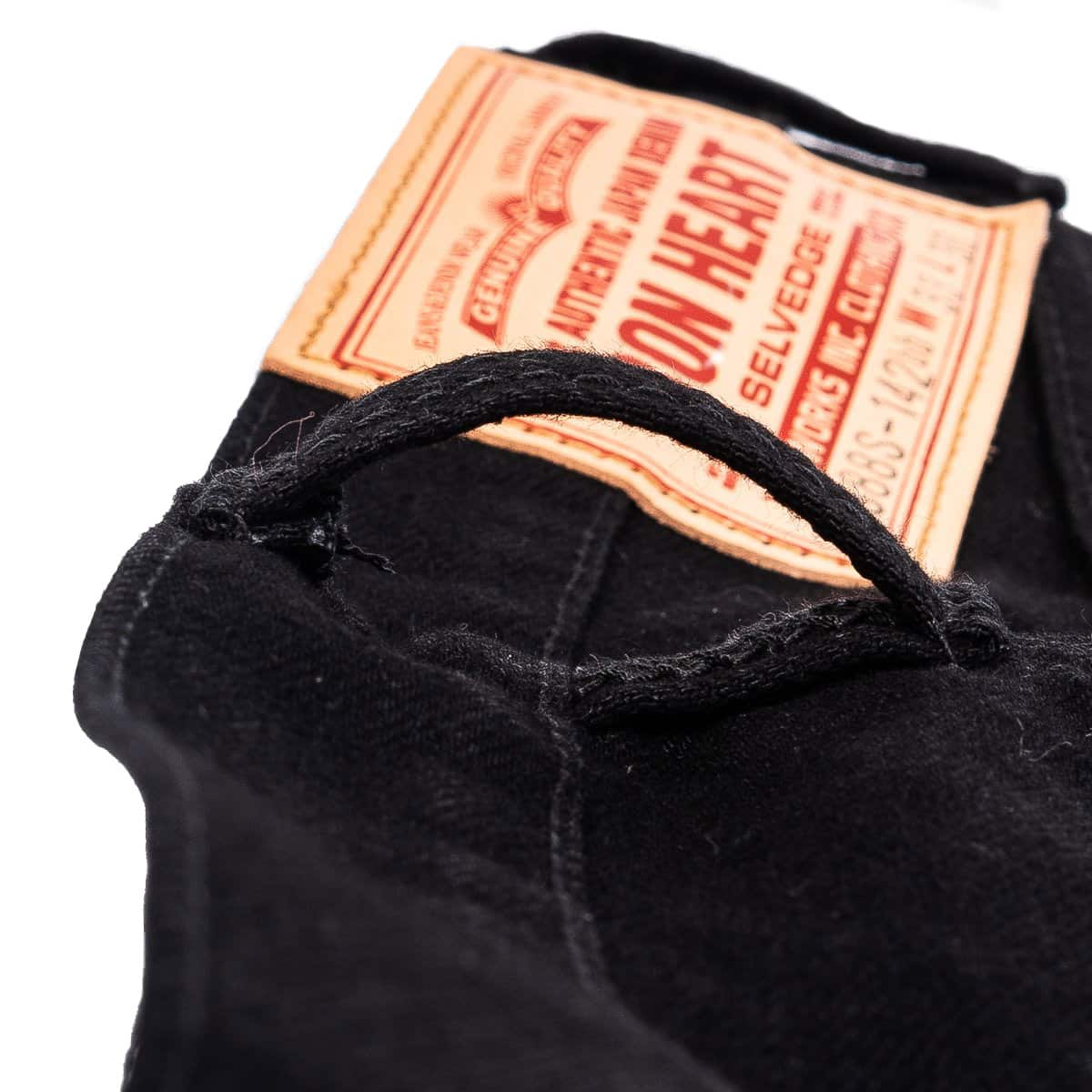 IH-888S-142bb 14oz Selvedge Denim Medium/High Rise Tapered Jeans - Black/Black - Image 6
