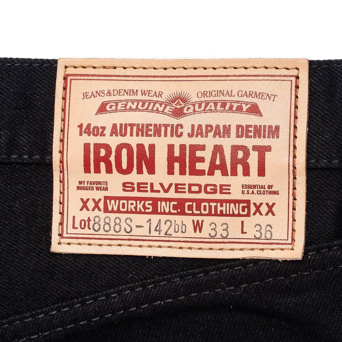 IH-888S-142bb 14oz Selvedge Denim Medium/High Rise Tapered Jeans - Black/Black - Image 7