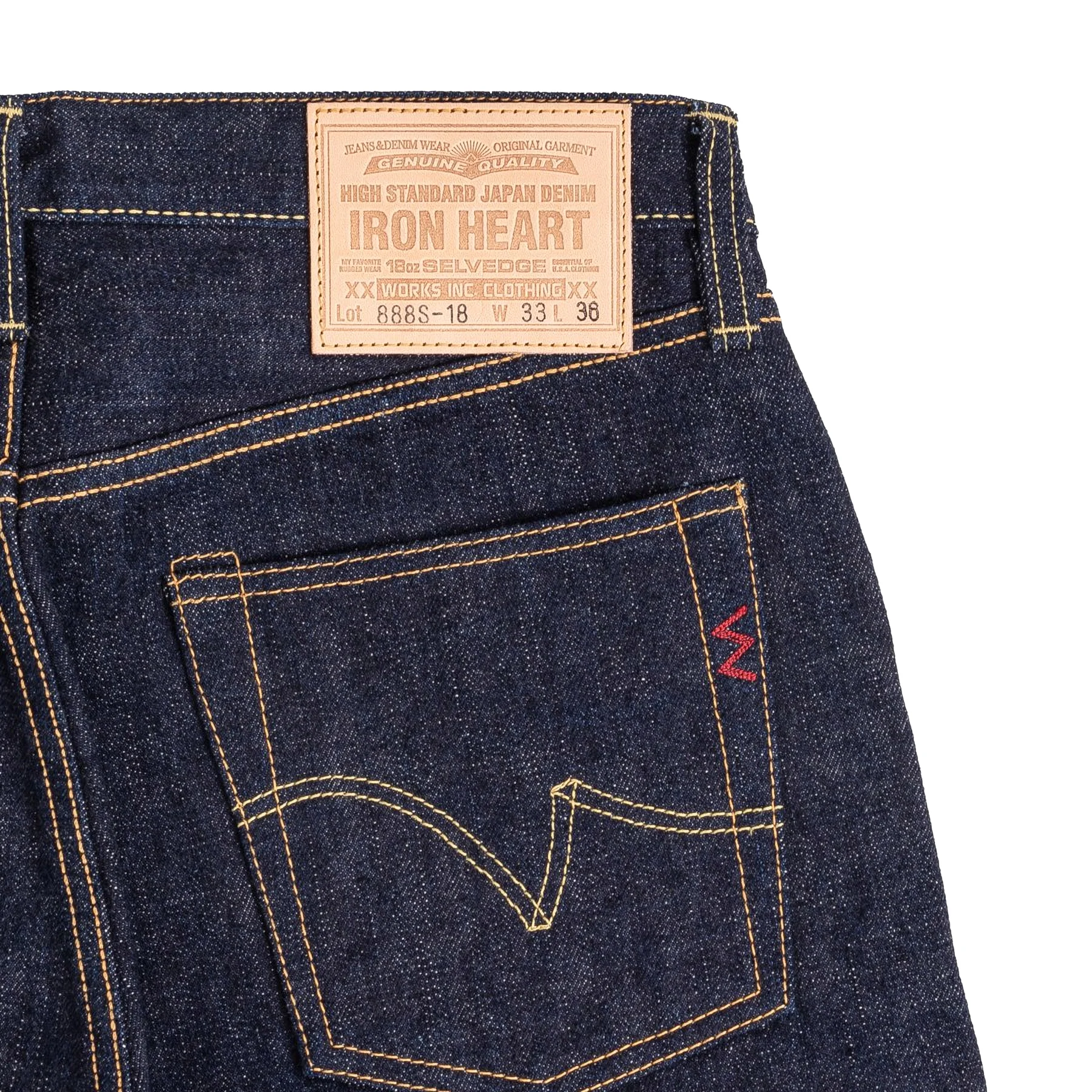 IH-888S-18 18oz Vintage Selvedge Denim Medium/High Rise Tapered Cut Jeans - Indigo - Image 10