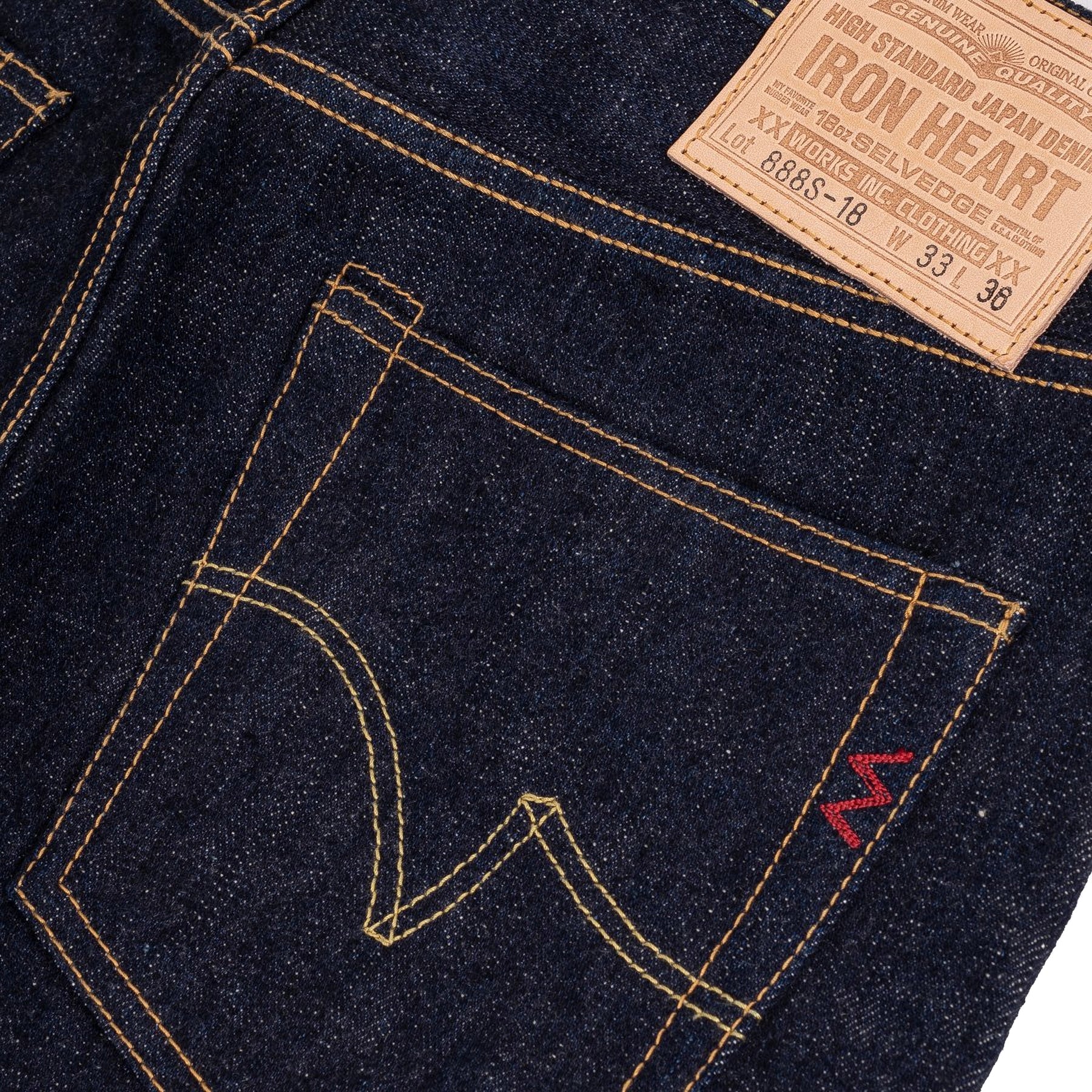 IH-888S-18 18oz Vintage Selvedge Denim Medium/High Rise Tapered Cut Jeans - Indigo - Image 11