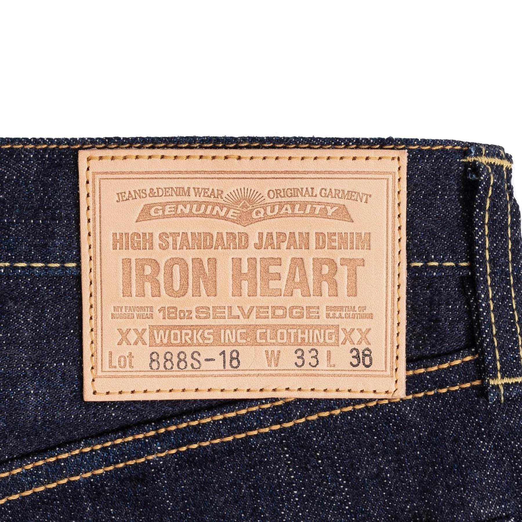 IH-888S-18 18oz Vintage Selvedge Denim Medium/High Rise Tapered Cut Jeans - Indigo - Image 12
