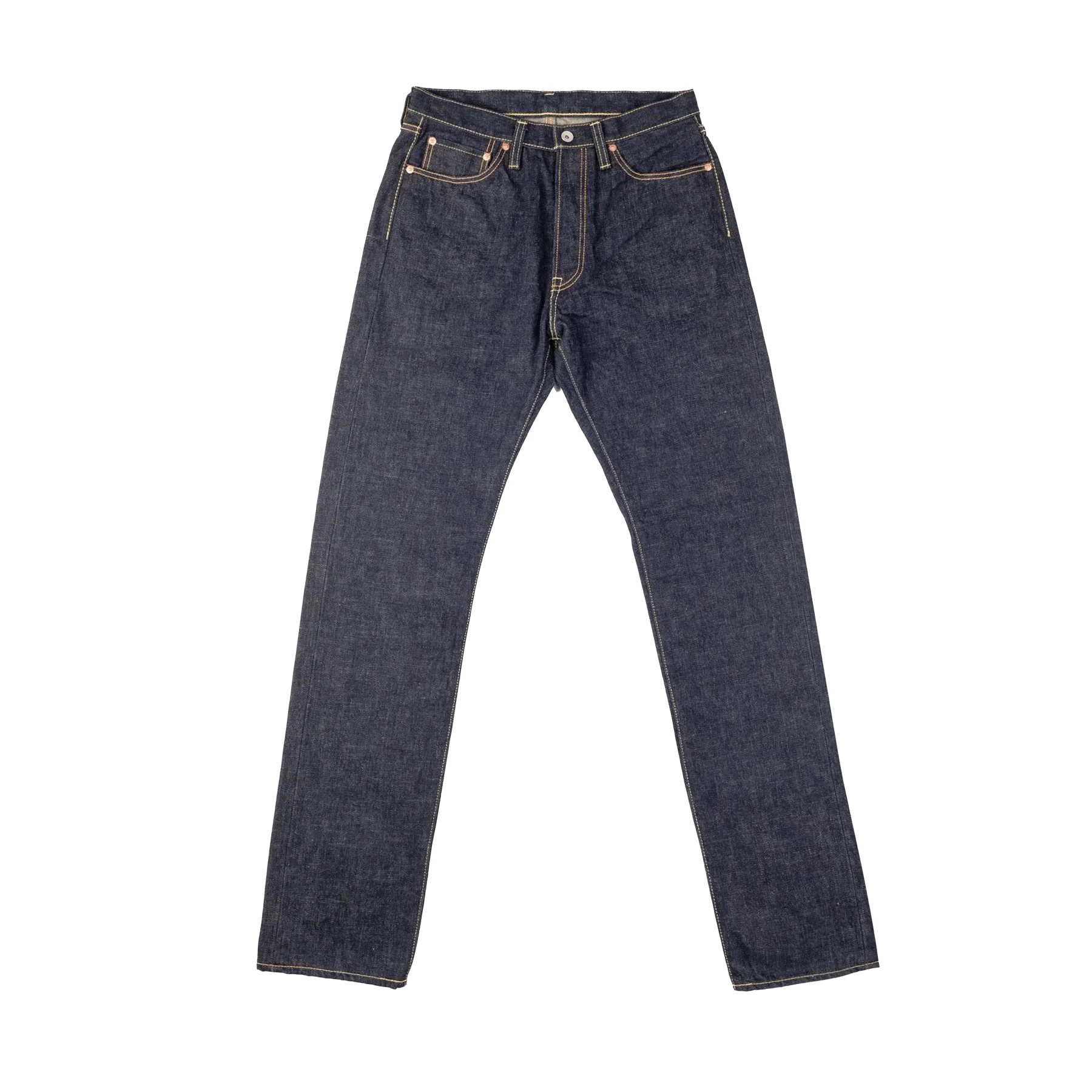 IH-888S-18 18oz Vintage Selvedge Denim Medium/High Rise Tapered Cut Jeans - Indigo - Image 2