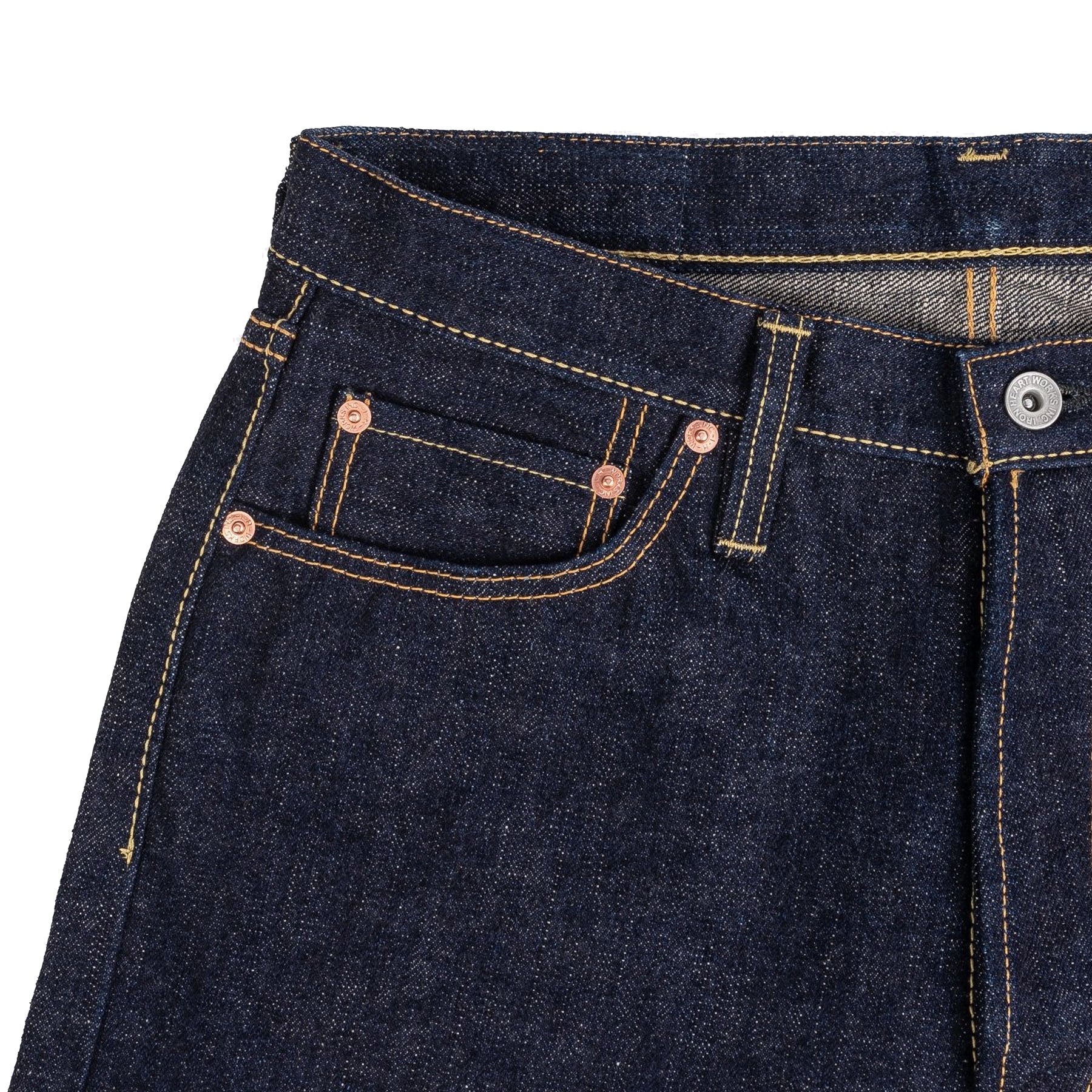 IH-888S-18 18oz Vintage Selvedge Denim Medium/High Rise Tapered Cut Jeans - Indigo - Image 5