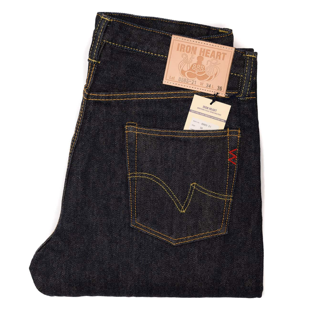IH-888S-21 21oz Selvedge Denim Medium/High Rise Tapered Cut Jeans - Indigo