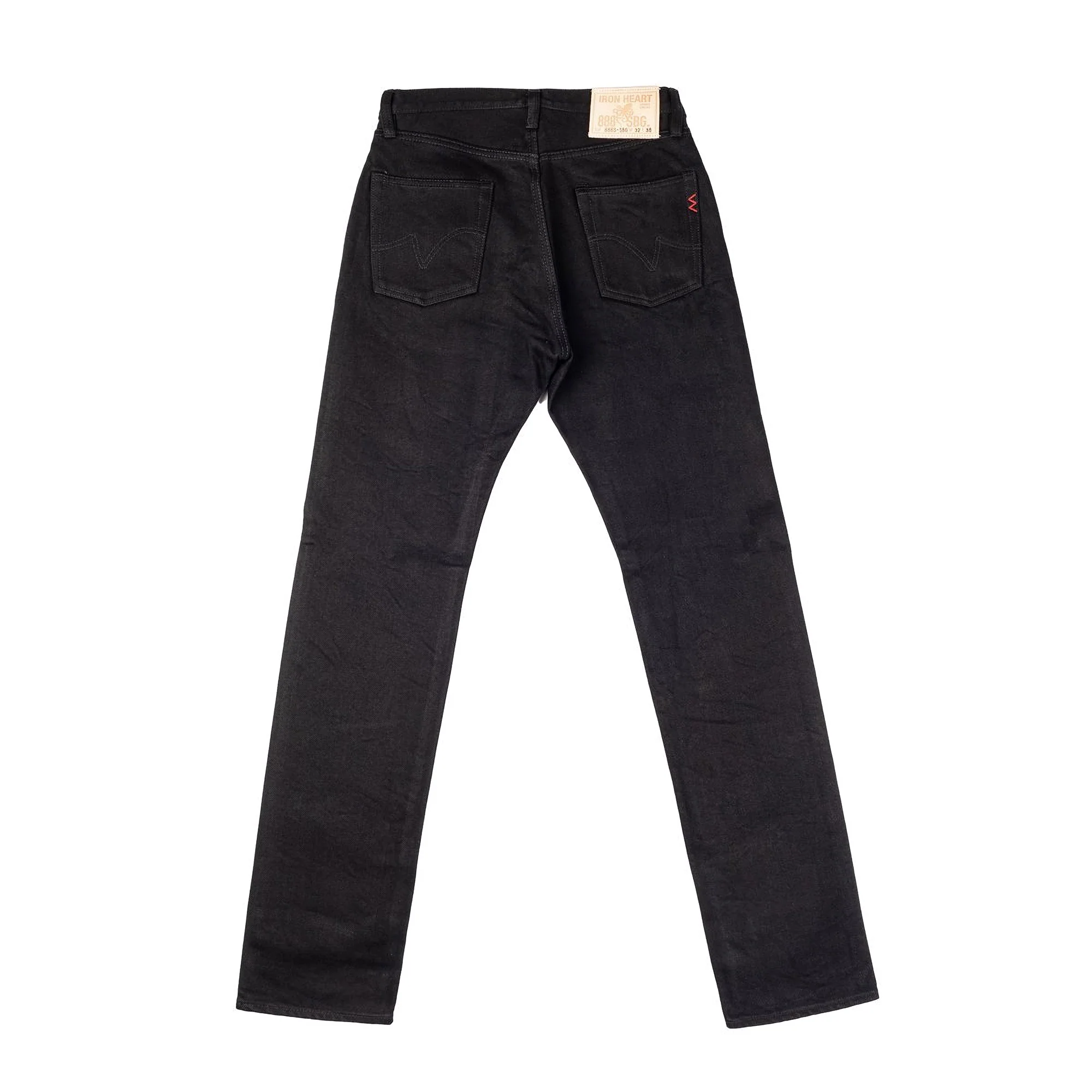 IH-888S-SBG 21oz Selvedge Denim Medium High Rise Tapered Cut Jeans - Superblack Fades To Grey - Image 3